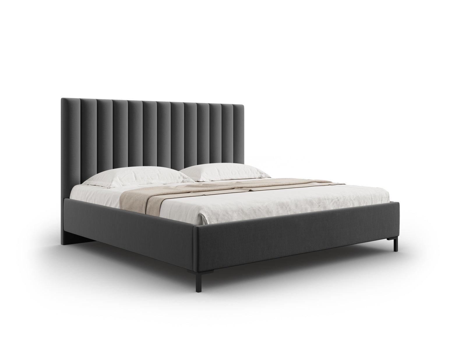 Allison Bett mit Stauraum und Headboard  in Dark Grey präsentiert im Onlineshop von KAQTU Design AG. Bett ist von Micadoni