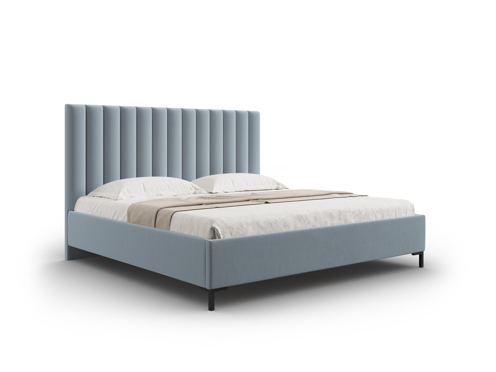 Allison Bett mit Stauraum und Headboard  in Light Blue präsentiert im Onlineshop von KAQTU Design AG. Bett ist von Micadoni