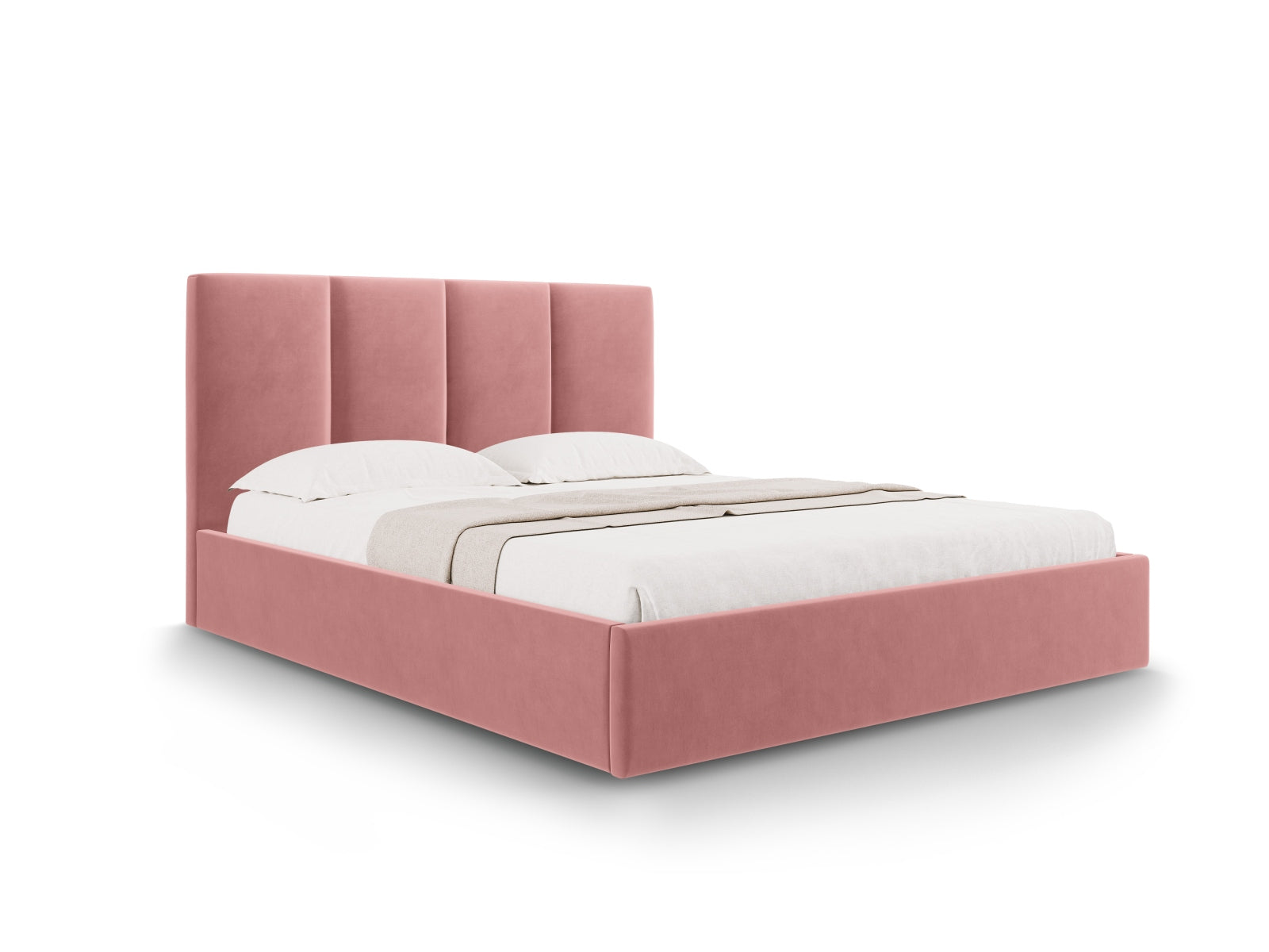 Pyla Velour Bett mit Stauraum und Headboard  in Pink präsentiert im Onlineshop von KAQTU Design AG. Bett ist von Micadoni