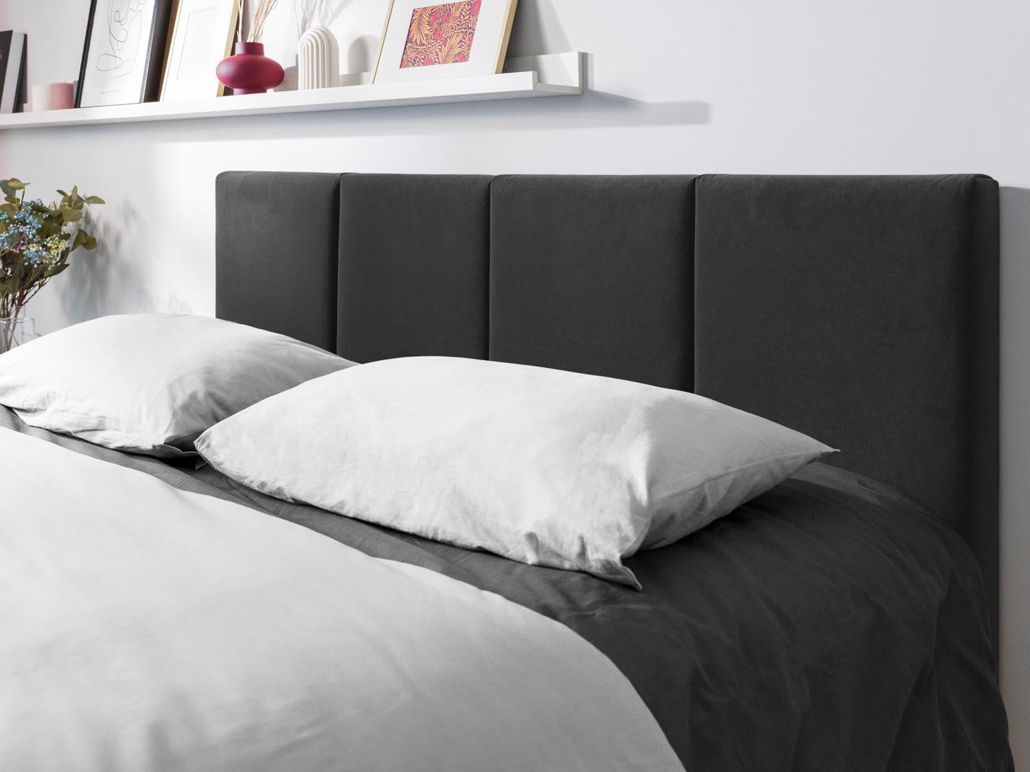 Pyla Velour Bett mit Stauraum und Headboard  in Dark Grey präsentiert im Onlineshop von KAQTU Design AG. Bett ist von Micadoni