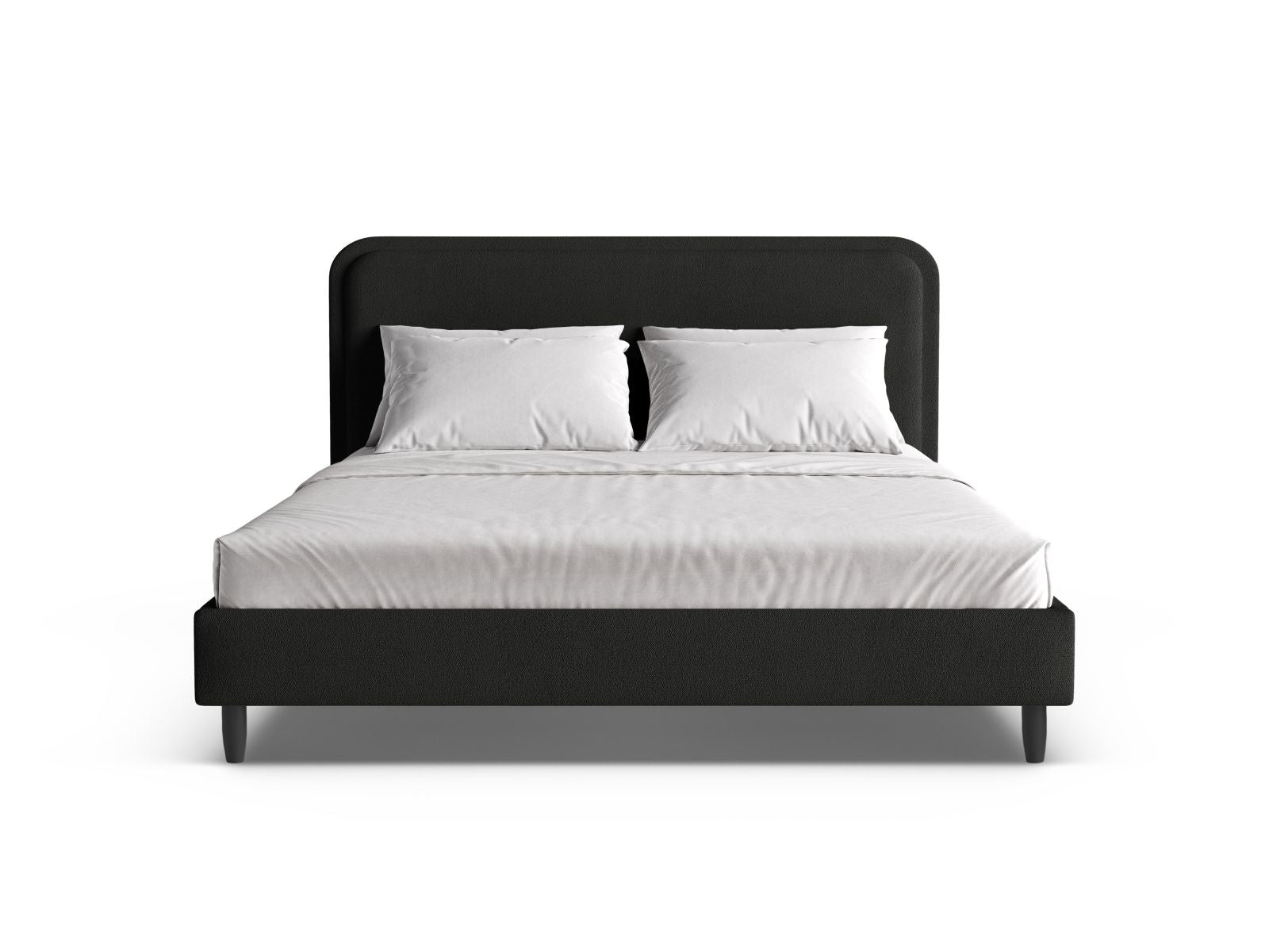 Elegantes Aveline Bett mit 200 cm Kopfteil in stilvollem Schwarz, ideal für moderne Schlafzimmer, von Micadoni.