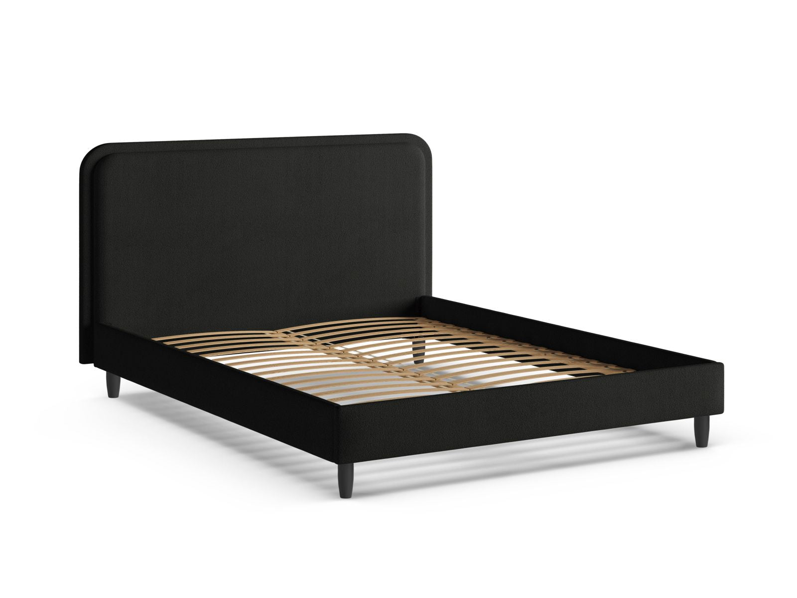 Modernes Aveline Bett mit 200 cm hohem Kopfteil in edlem Schwarz, ideal für ein elegantes und zeitgemäßes Schlafzimmer von Micadoni.