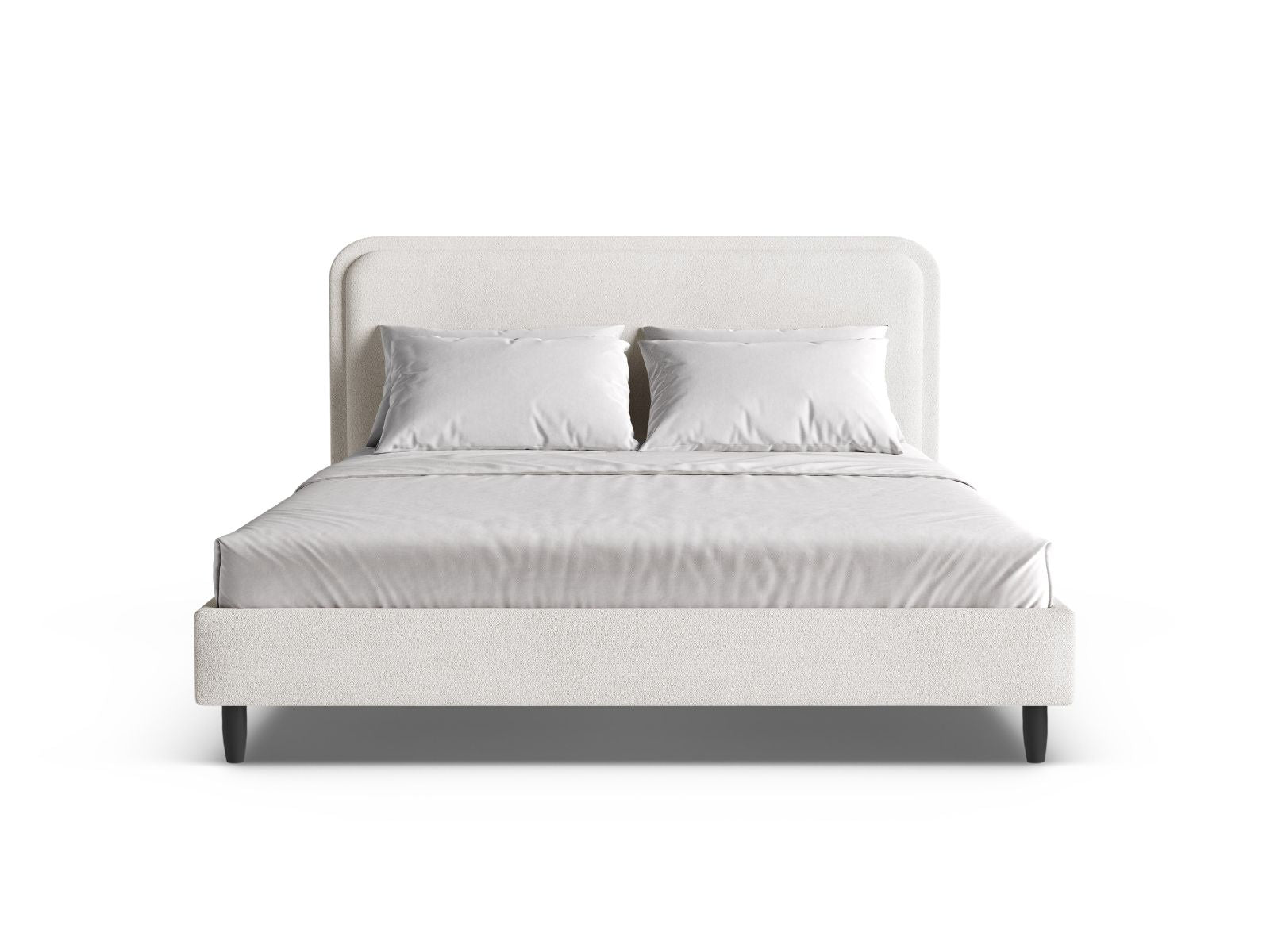 Elegantes Aveline Bett mit 200 cm Kopfteil in stilvollem Weiß, ideal für moderne Schlafzimmer, von Micadoni.