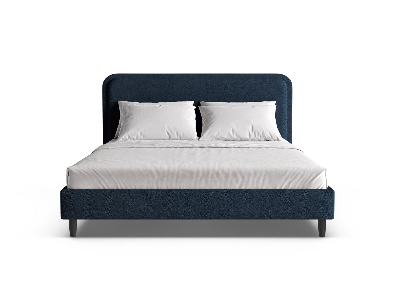 Elegantes Aveline Bett mit 200 cm Kopfteil in Dunkelblau, stilvoll und modern, ideal für jedes Schlafzimmer. Hochwertige Verarbeitung von Micadoni.