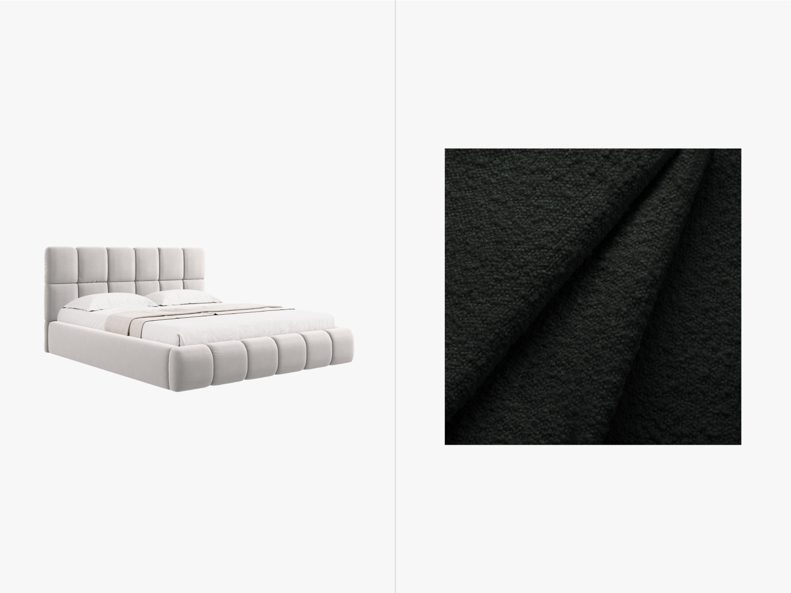 Bellis Boucle Bett mit Stauraum und Headboard  220cm in Black präsentiert im Onlineshop von KAQTU Design AG. Bett ist von Micadoni