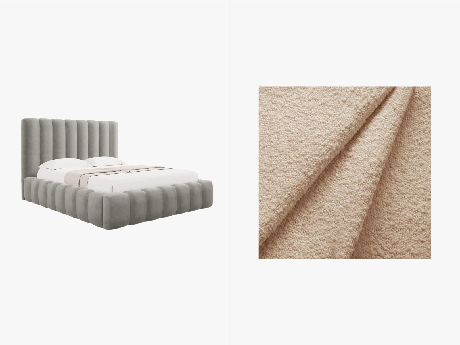 Kelp Velour Bett mit Stauraum und Headboard  in Beige präsentiert im Onlineshop von KAQTU Design AG. Bett ist von Micadoni