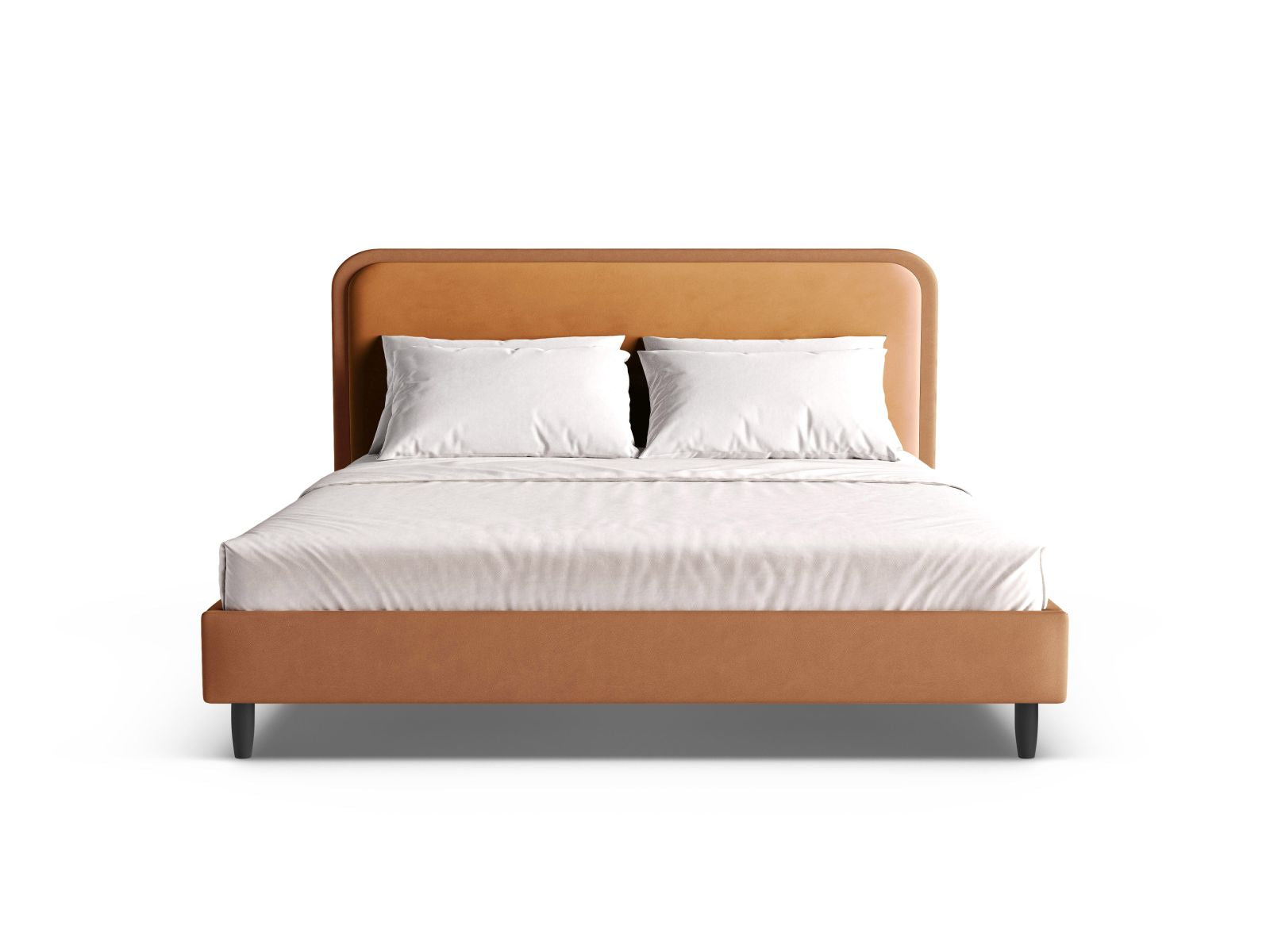 Elegantes Aveline Bett mit 200 cm Kopfteil in Camel, gefertigt aus hochwertigem Honey-Magic Velvet von Micadoni, ideal für stilvolle Schlafzimmer.