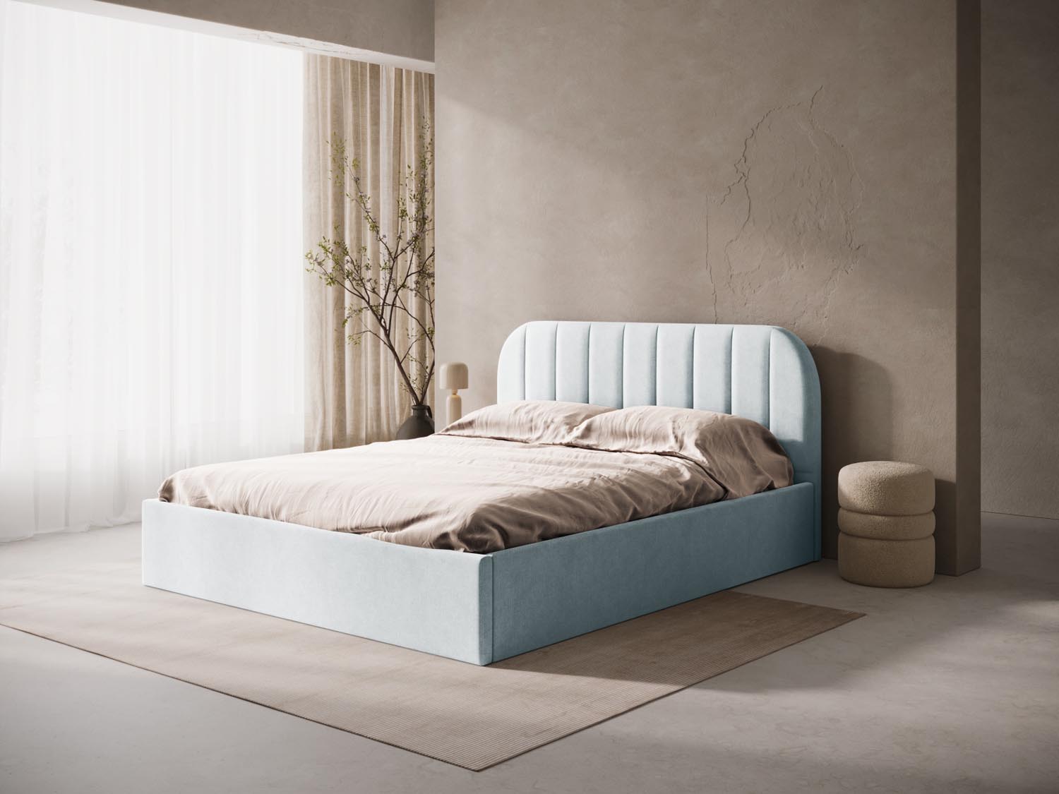 Susan Bett mit Stauraum  in Light Grey präsentiert im Onlineshop von KAQTU Design AG. Bett ist von Micadoni