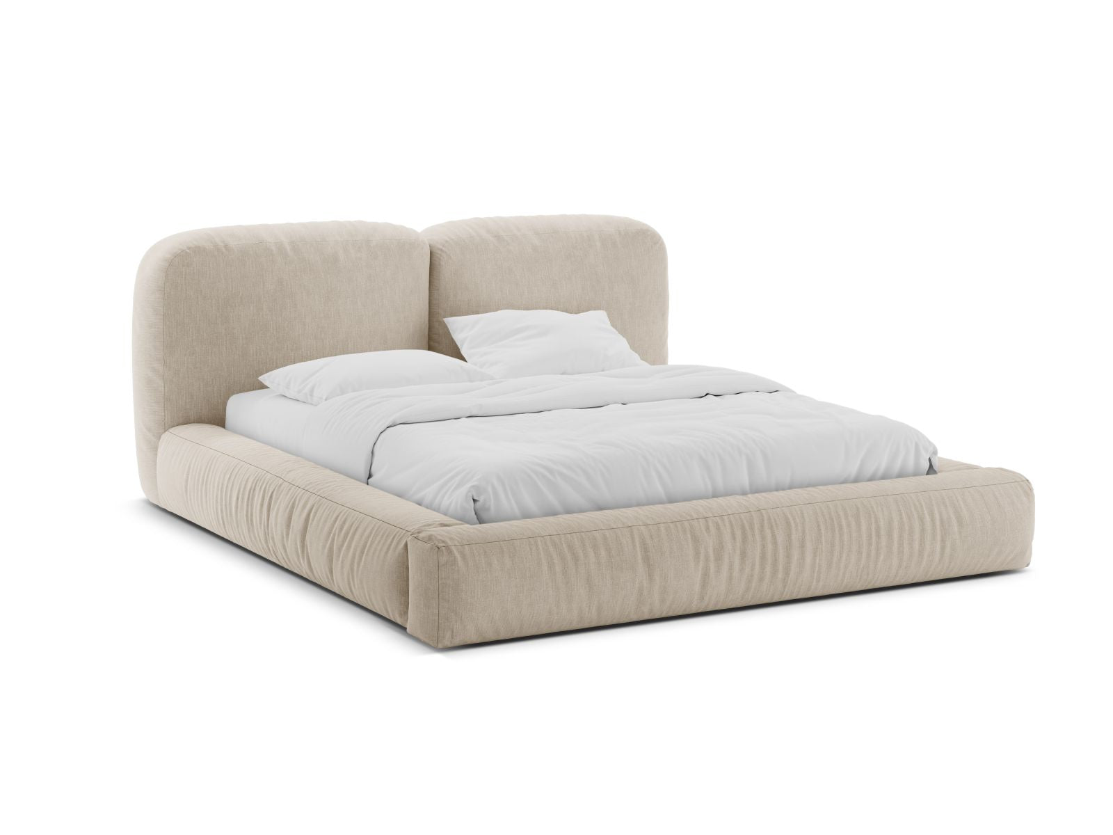 Martina Bett mit Stauraum mit Kopfteil 200cm in Light Beige-Boston präsentiert im Onlineshop von KAQTU Design AG. Bett ist von Micadoni