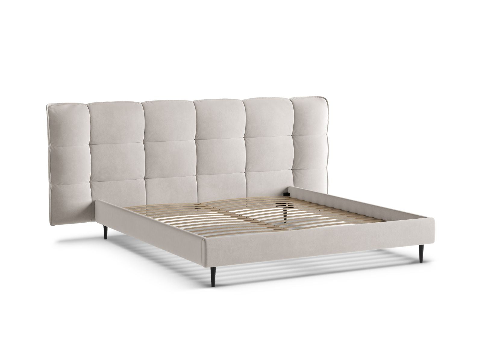 Modernes Eric Bett in 200 cm Breite, ideal für stilvolle Schlafzimmer, bietet zusätzlichen Stauraum und ein geschmackvolles Kopfteil.