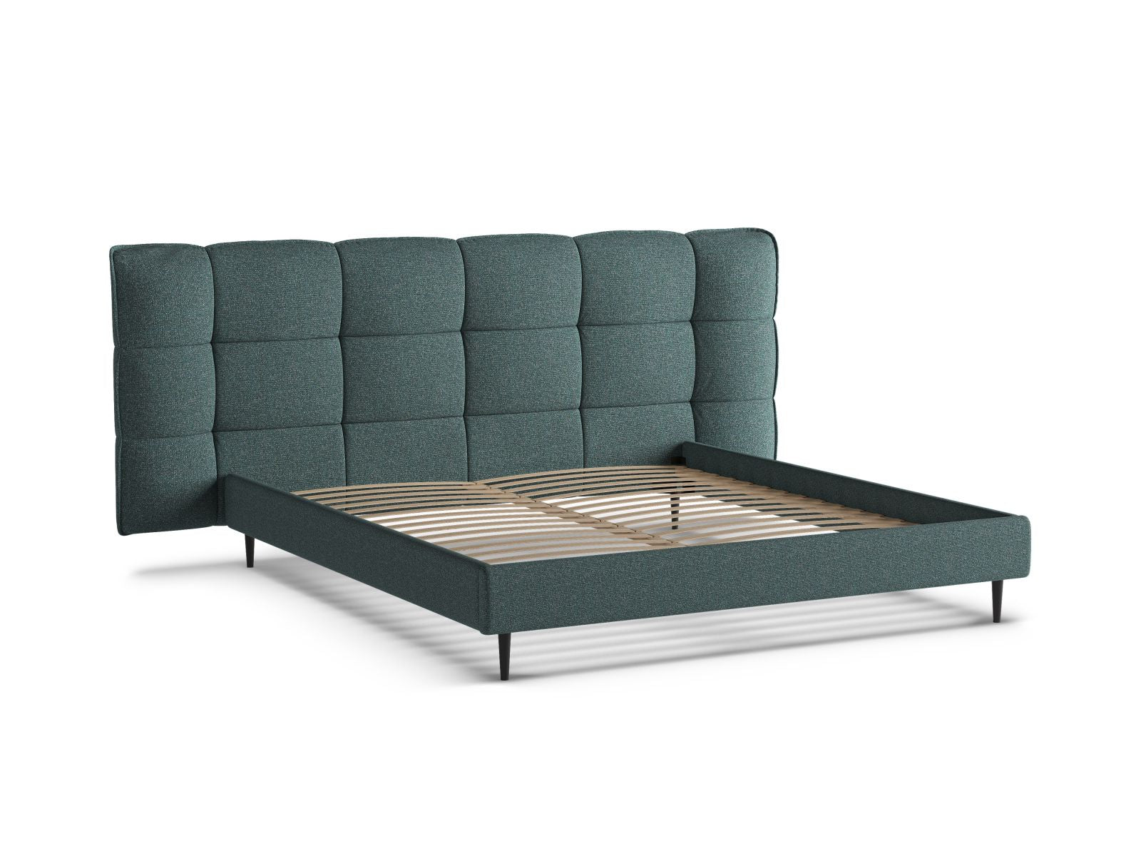 Modernes Eric Bett in 200 cm Breite, ideal für stilvolle Schlafzimmer, bietet zusätzlichen Stauraum und ein geschmackvolles Kopfteil.