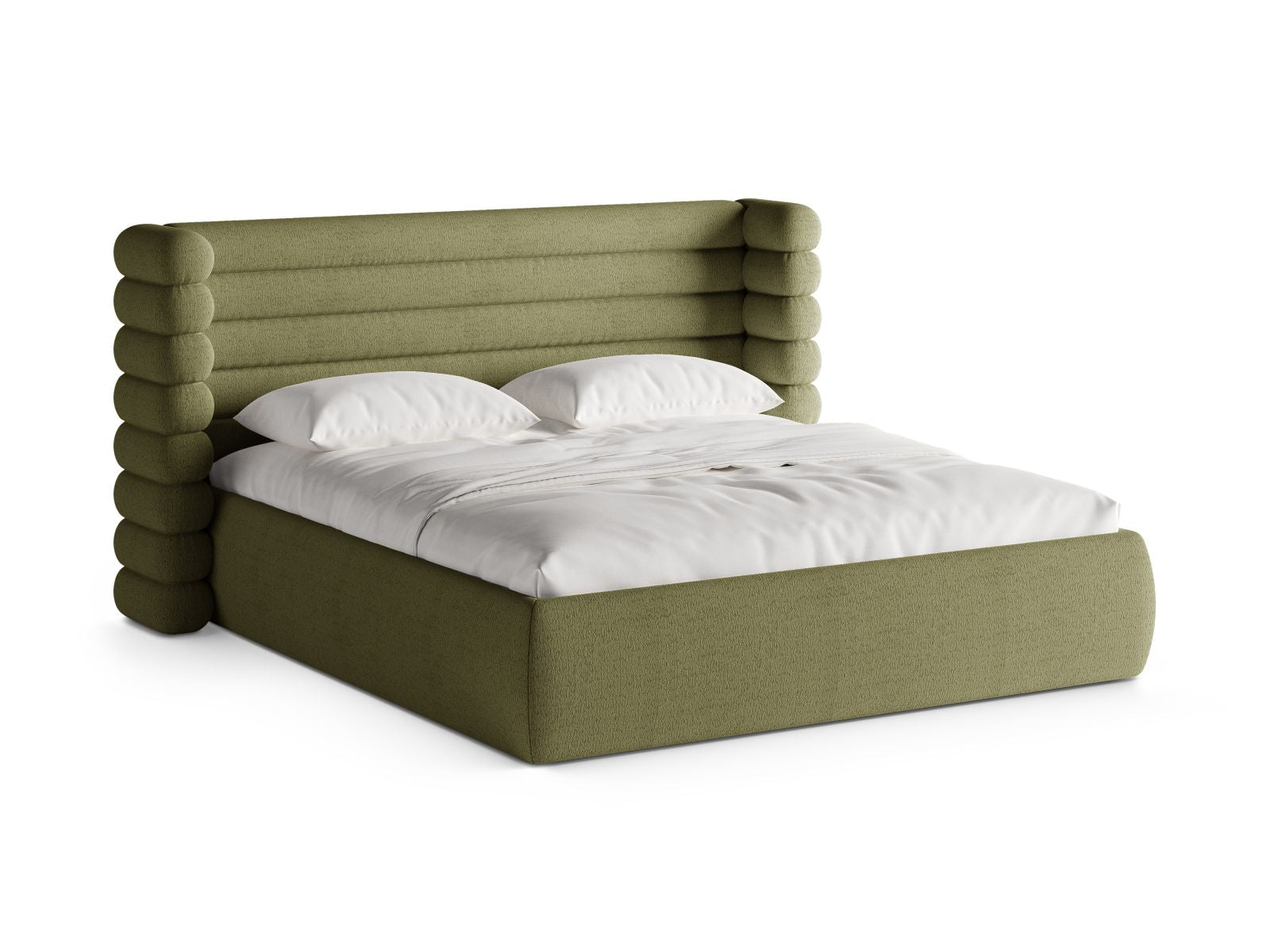 Mount Bett mit Stauraum mit Kopfteil 200cm in Light Olive-CORAL präsentiert im Onlineshop von KAQTU Design AG. Bett ist von Micadoni