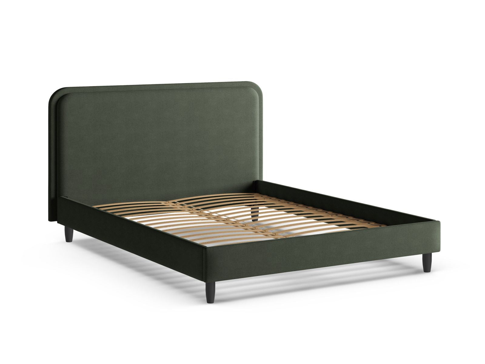 Elegantes Aveline Bett mit 200 cm Kopfteil in Moss Green-Wind, ideal für stilvolle Schlafzimmergestaltung.