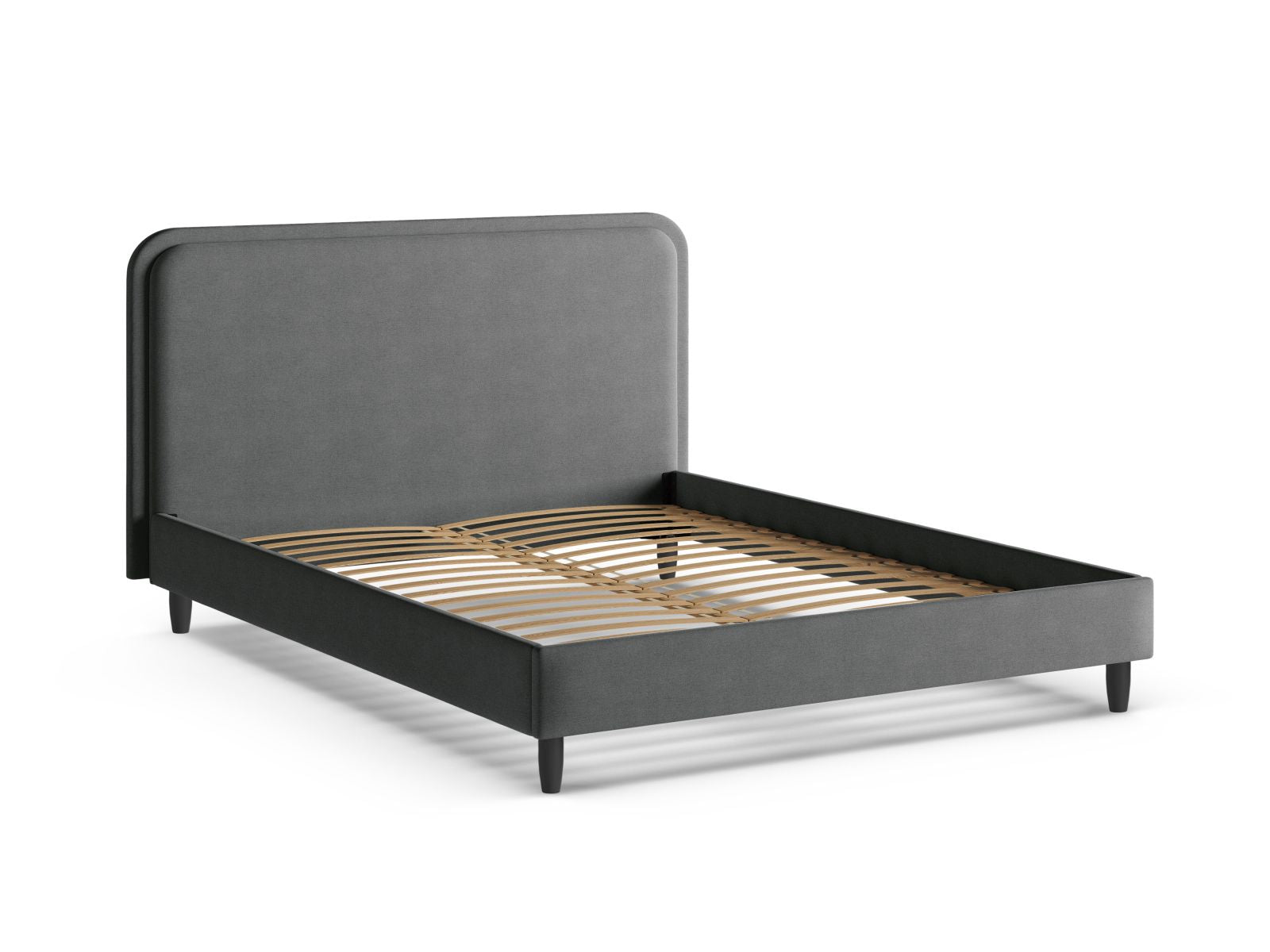 Elegantes Aveline Bett mit 200 cm Kopfteil in Navy Blue, ideal für stilvolle Schlafzimmer. Hochwertige Materialien von Micadoni.