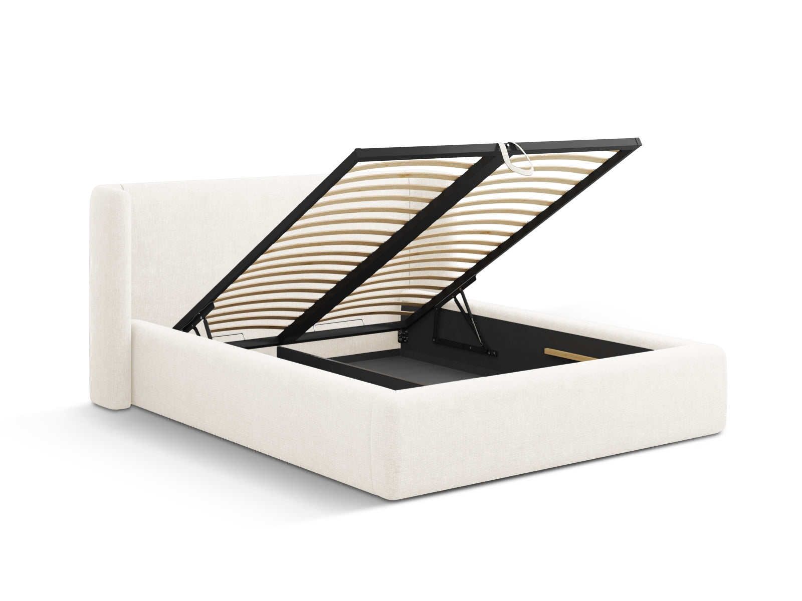 Erleben Sie das stilvolle Jolene Bett von Micadoni, ausgestattet mit praktischem Stauraum und einem eleganten Headboard – ideal für Ihr modernes Schlafzimmer!