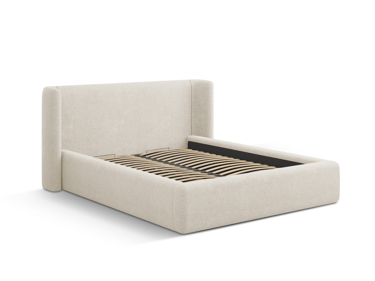 Jolene Bett mit Stauraum und Headboard 200cm in Light Beige-Wind präsentiert im Onlineshop von KAQTU Design AG. Bett ist von Micadoni