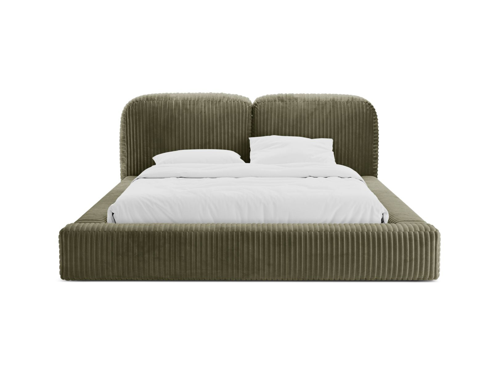 Elegantes Martina Bett in Moss Green mit praktischem Stauraum und stilvollem Kopfteil, ideal für modernes Wohnen.