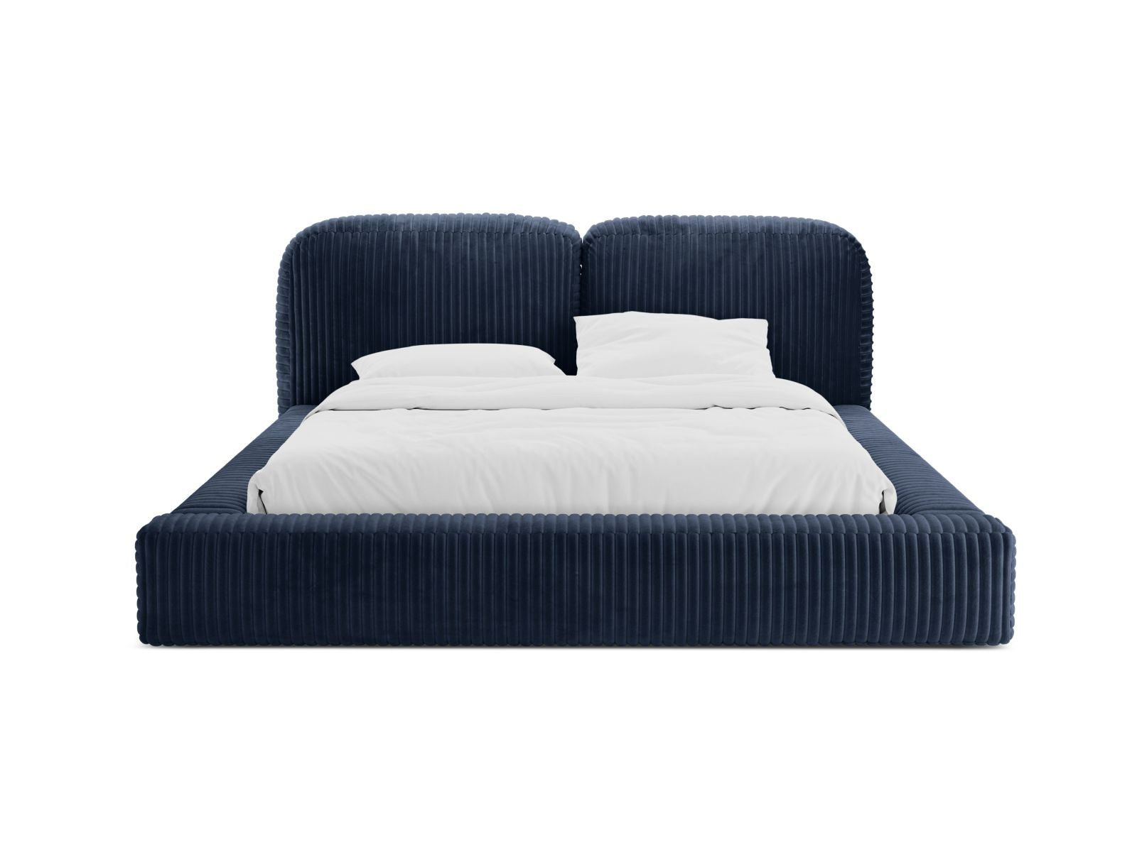 Elegantes Martina Bett in Navy Blue mit praktischem Stauraum und stilvollem Kopfteil, ideal für moderne Schlafzimmer.