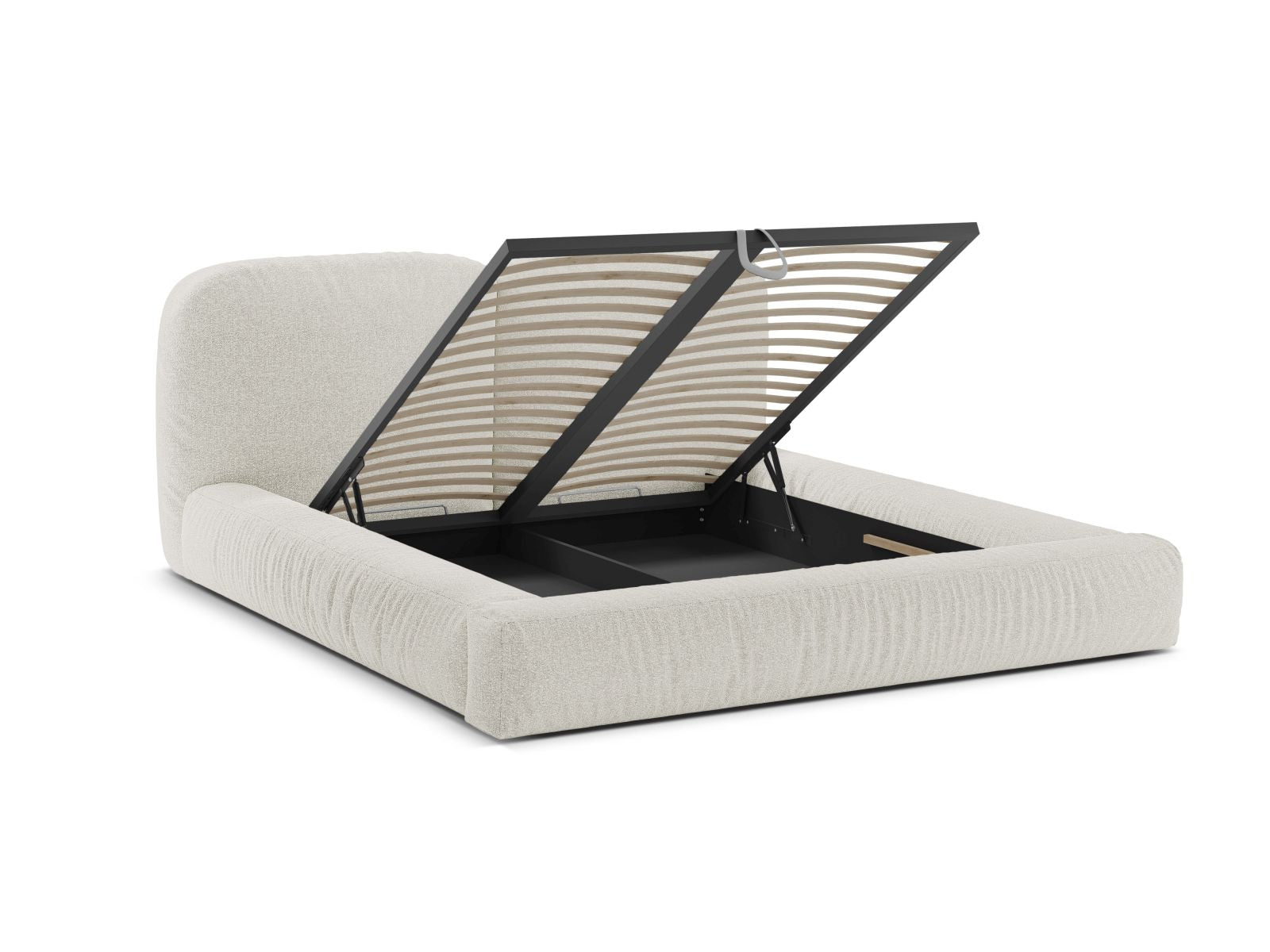 Modernes Martina Bett mit großzügigem Stauraum und geschmackvollem Kopfteil in Grey Beige Melange, perfekt für stilvolle Schlafzimmer.