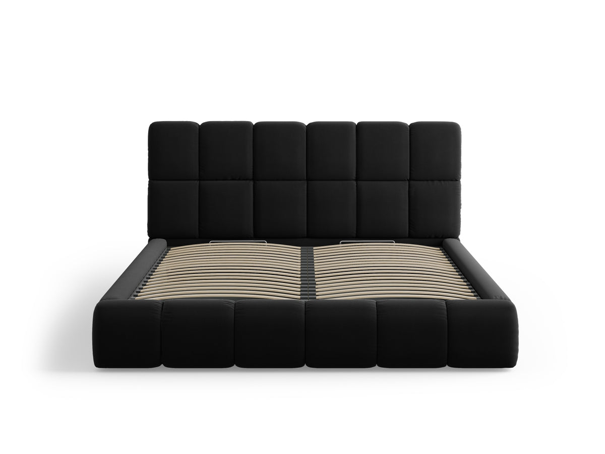 Bellis Bett mit Stauraum und Headboard 200cm in Black-Bluvel präsentiert im Onlineshop von KAQTU Design AG. Bett ist von Micadoni