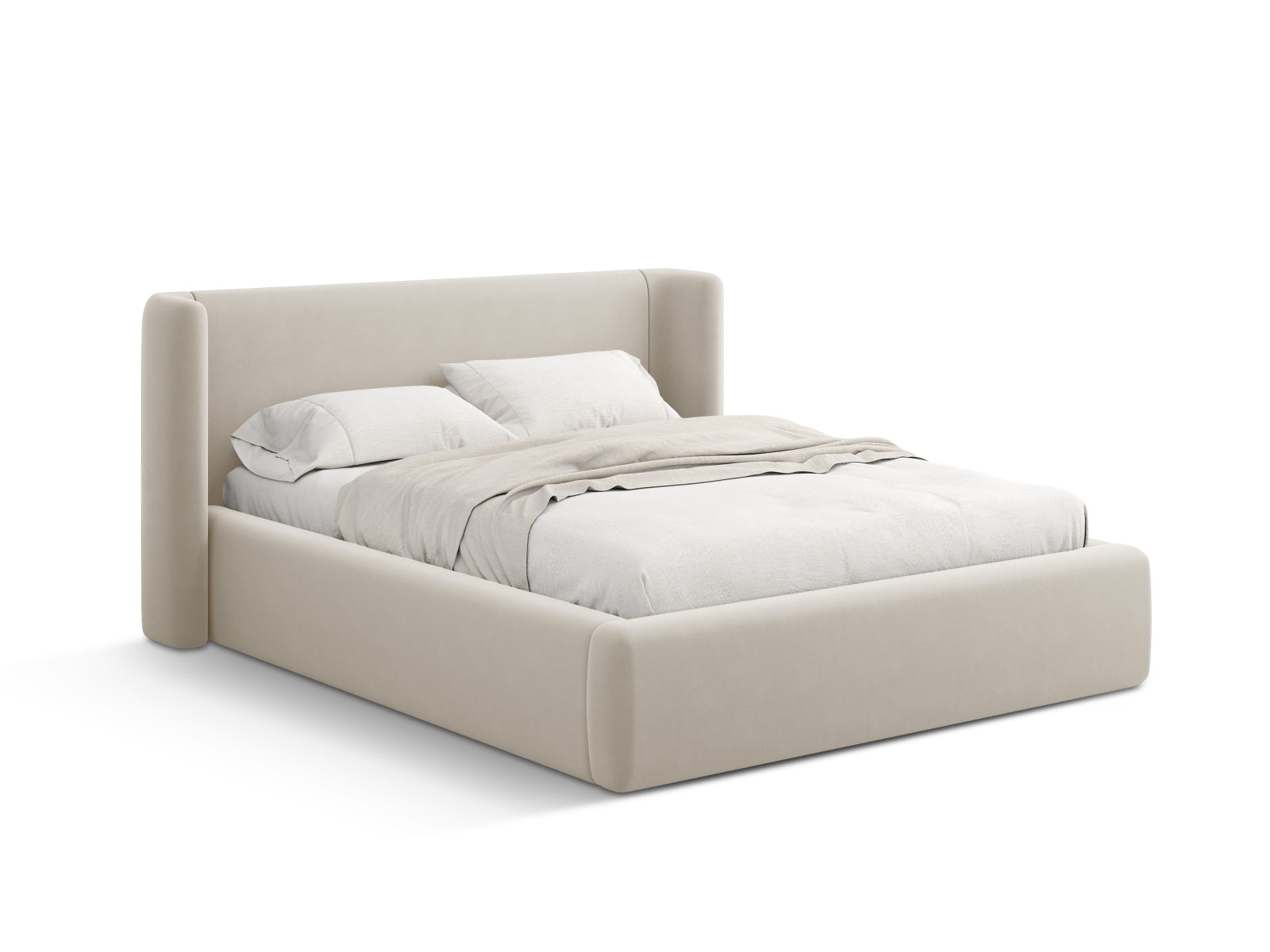 Jolene Velour Bett mit Stauraum und Headboard  in Dark Beige präsentiert im Onlineshop von KAQTU Design AG. Bett ist von Micadoni