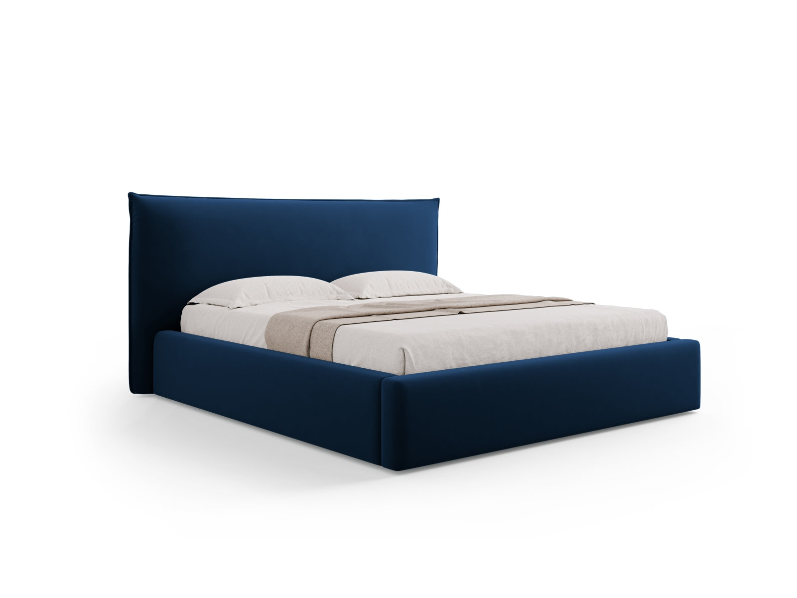 Kaelle Velour Bett mit Stauraum und Headboard 200cm in Royal Blue-Bluvel präsentiert im Onlineshop von KAQTU Design AG. Bett ist von Micadoni