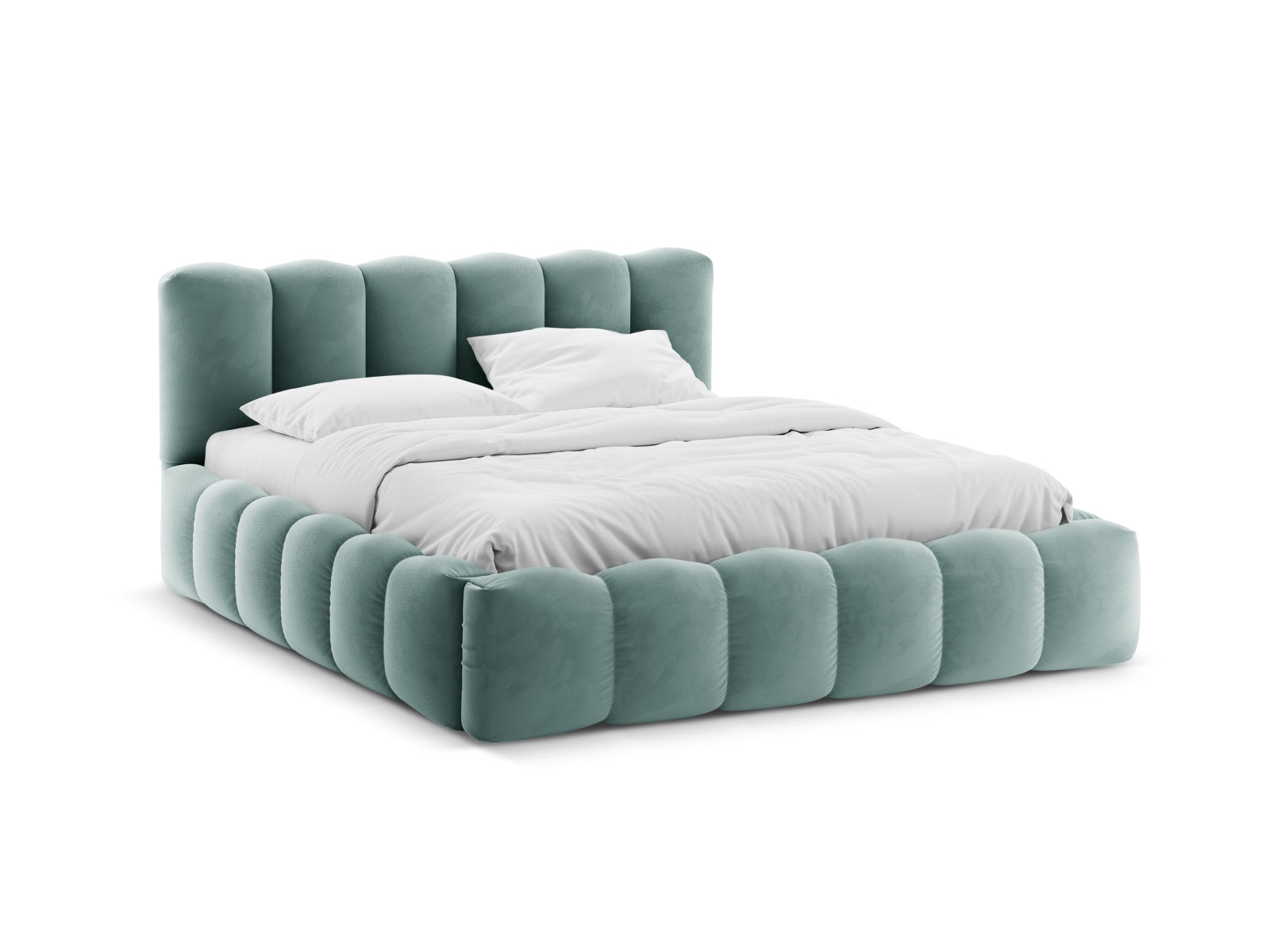 Lupine Velour Bett mit Stauraum und Headboard  226cm in Mint präsentiert im Onlineshop von KAQTU Design AG. Bett ist von Micadoni