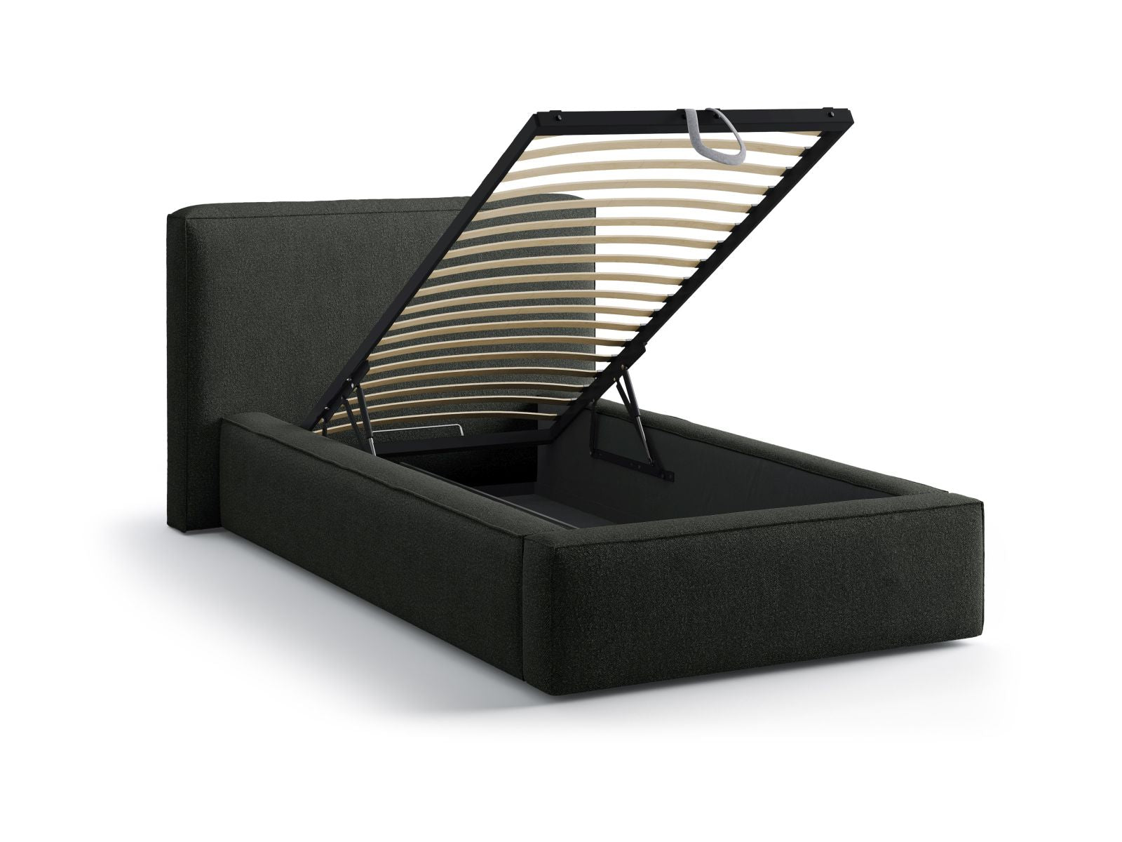 Elegantes Jodie Bett mit 90 cm Breite, funktionalem Stauraum und geschmackvollem Kopfteil, perfekt für moderne Schlafzimmer.