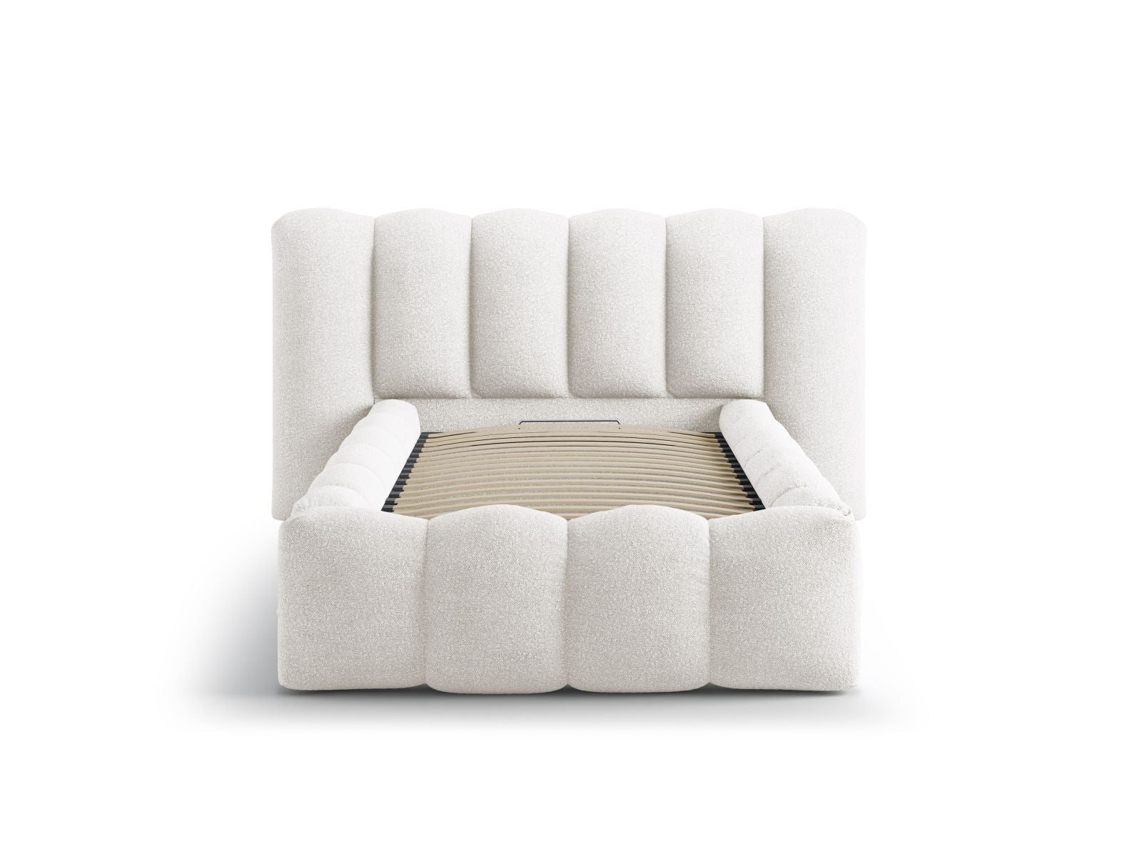 Elegantes Lupine Bett mit praktischem Stauraum und stilvollem Kopfteil in 90cm Breite, ideal für moderne Schlafzimmer.