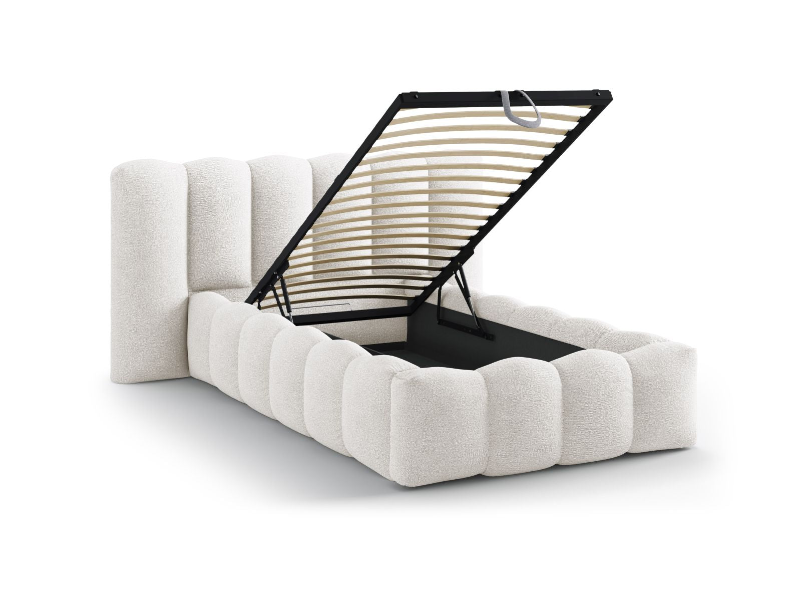 Stylisches Lupine Bett von Micadoni, 90 cm, mit praktischem Stauraum und ansprechendem Kopfteil für ein zeitgemäßes Wohnambiente.