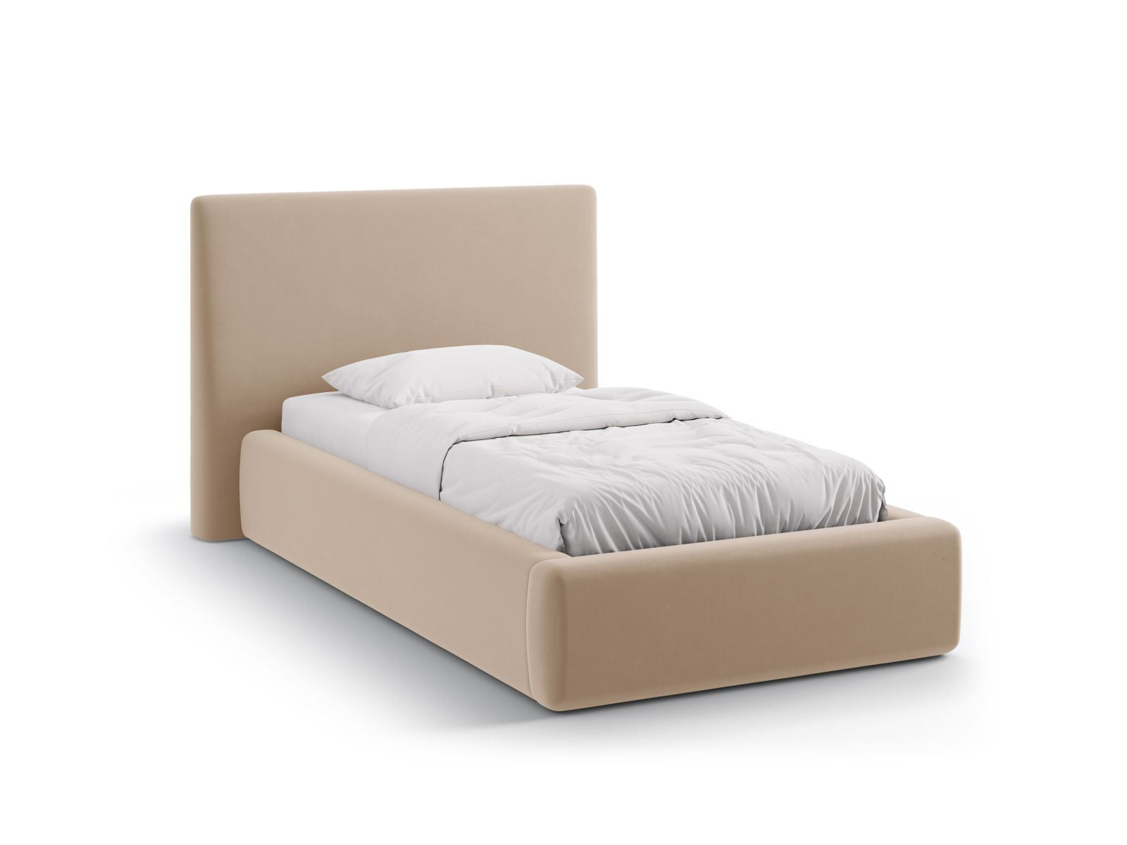 Amy Bett mit Stauraum mit Kopfteil 90cm in Almond Beige-Magic Velvet präsentiert im Onlineshop von KAQTU Design AG. Bett ist von Micadoni