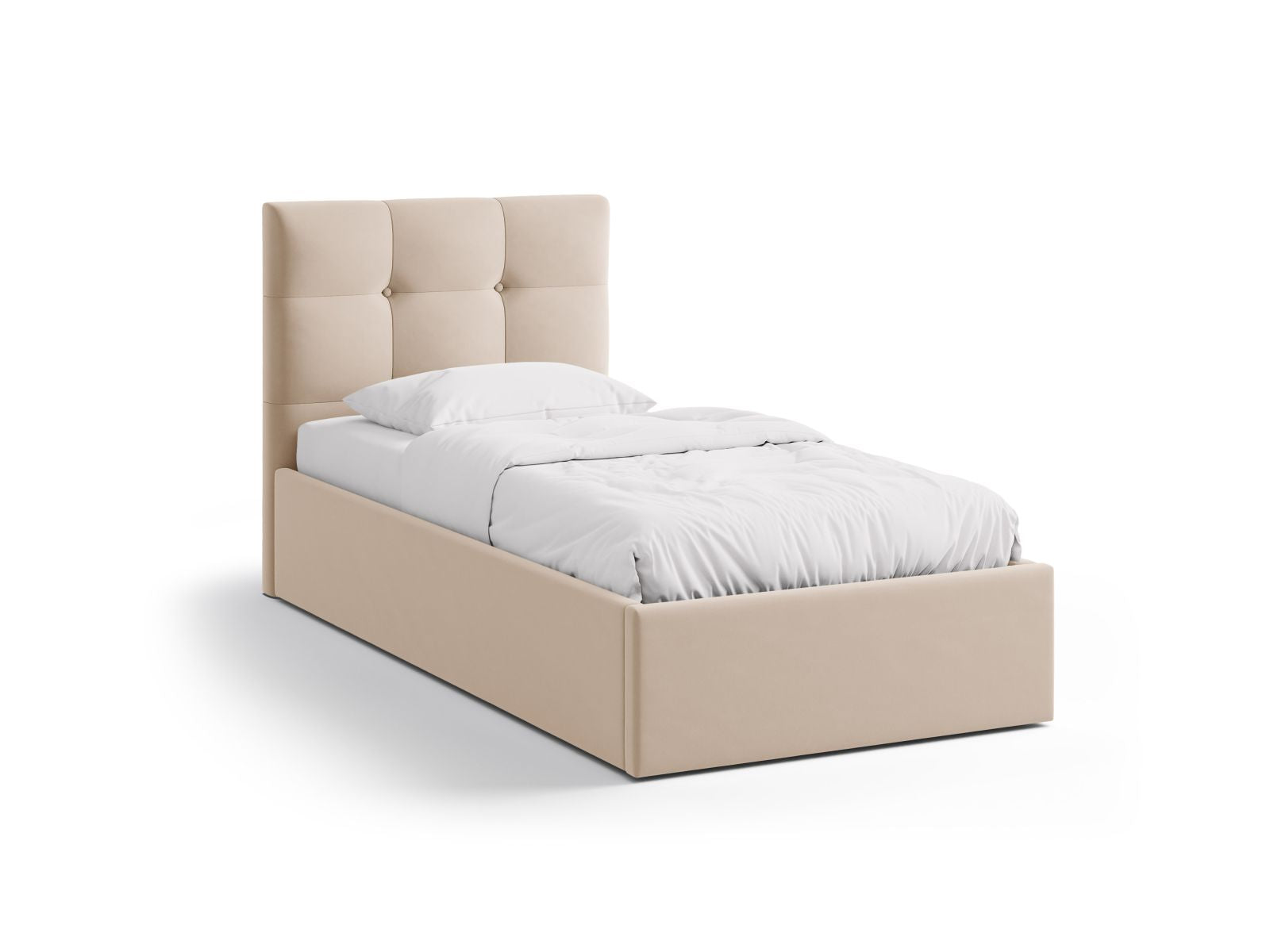 Phaedra Bett mit Stauraum mit Kopfteil 90cm in Almond Beige-Magic Velvet präsentiert im Onlineshop von KAQTU Design AG. Bett ist von Micadoni