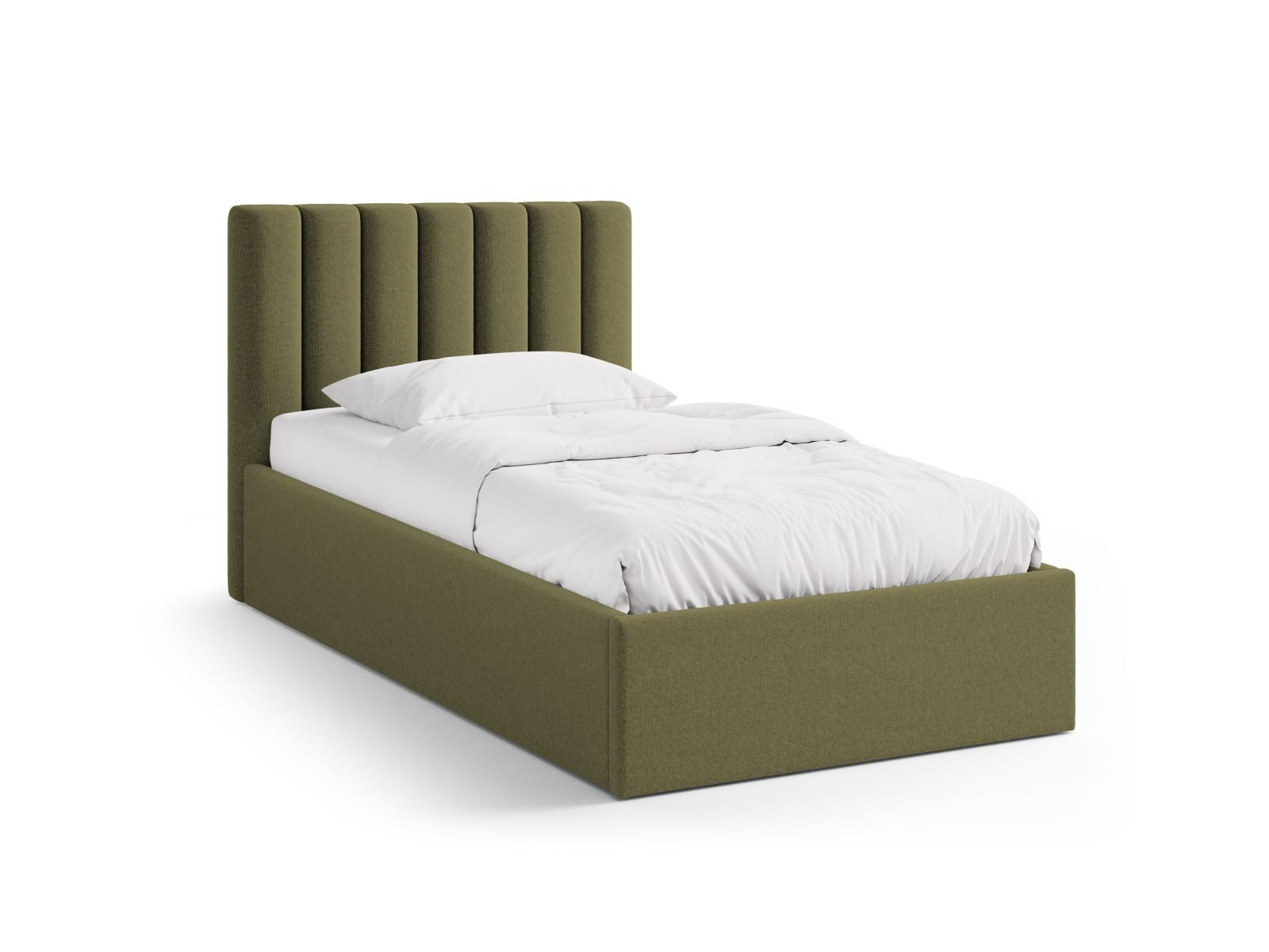 Allison Bett mit Stauraum mit Kopfteil 90cm in Green-Moly präsentiert im Onlineshop von KAQTU Design AG. Bett ist von Micadoni