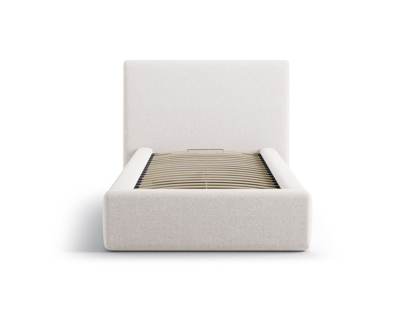 Stylisches Amy Bett mit praktischem Stauraum und elegantem Kopfteil in Light Beige-Moly, ideal für moderne Schlafzimmer.