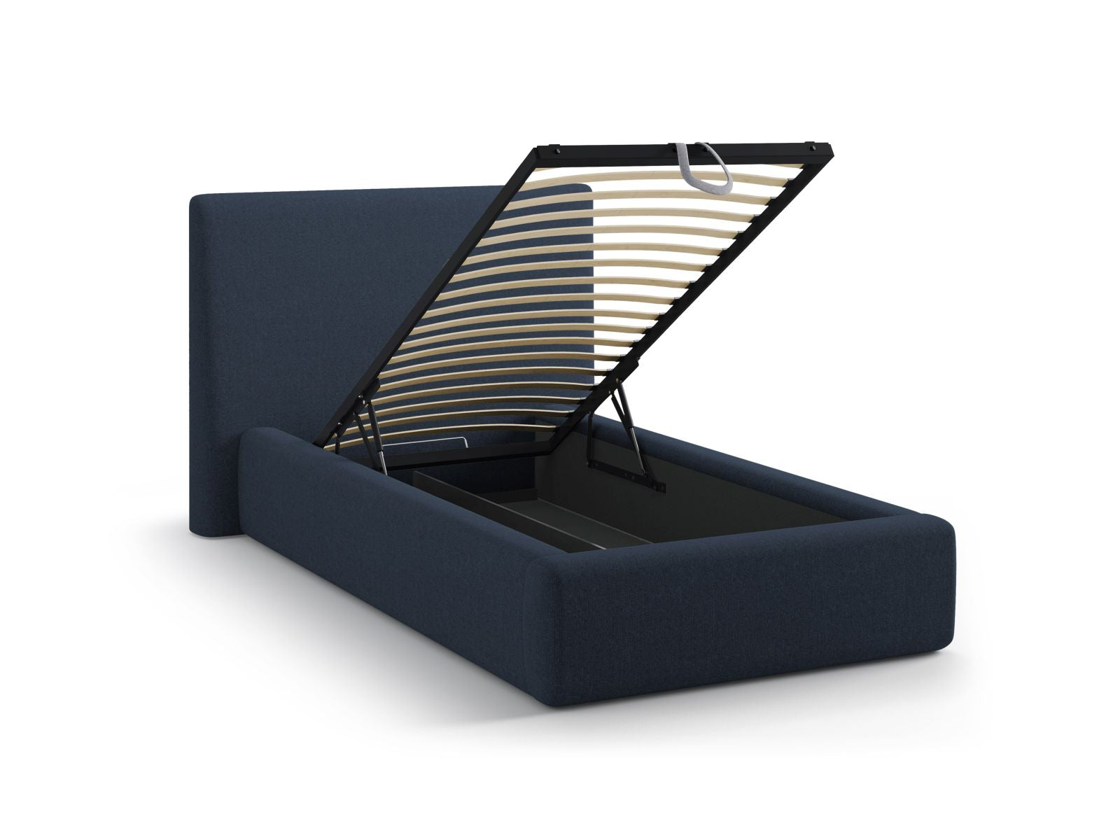 Stylisches Amy Bett in Royal Blue, 90 cm, mit praktischem Stauraum und geschmackvollem Kopfteil, perfekt für moderne Schlafzimmer.