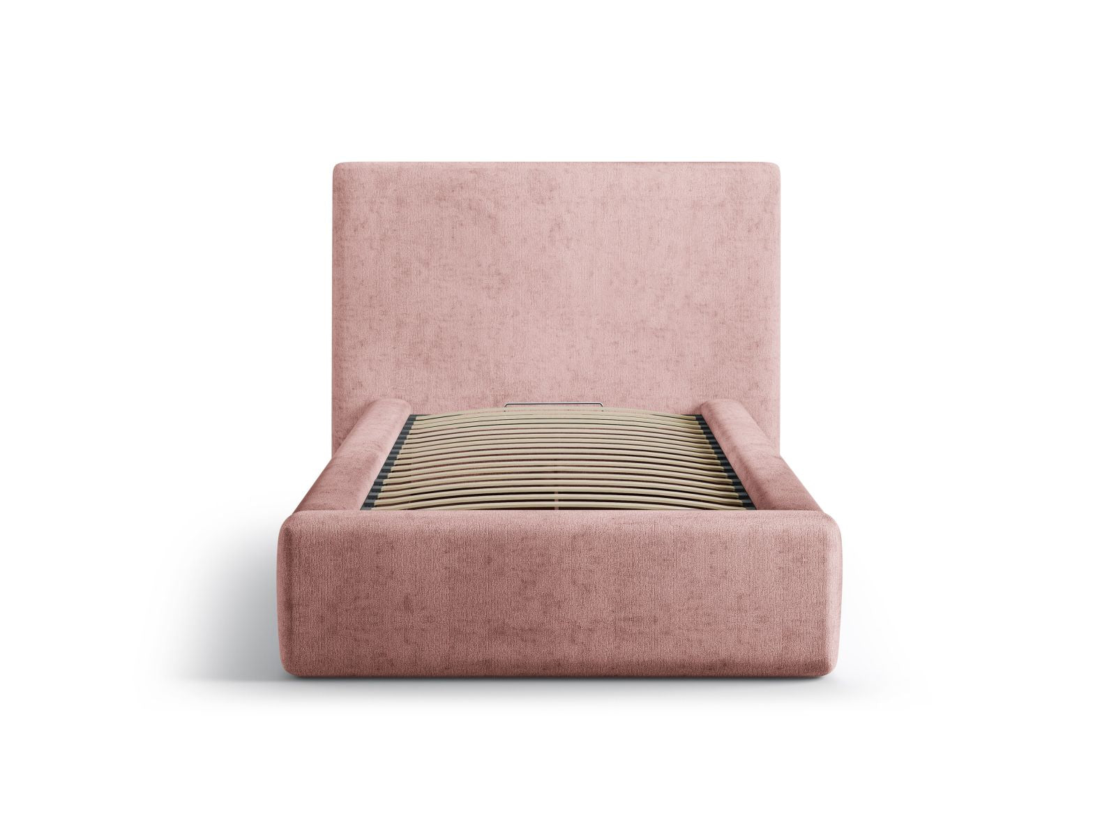 Stylisches Amy Bett mit praktischem Stauraum und elegantem Kopfteil in zartem Pink, ideal für jedes Schlafzimmer.