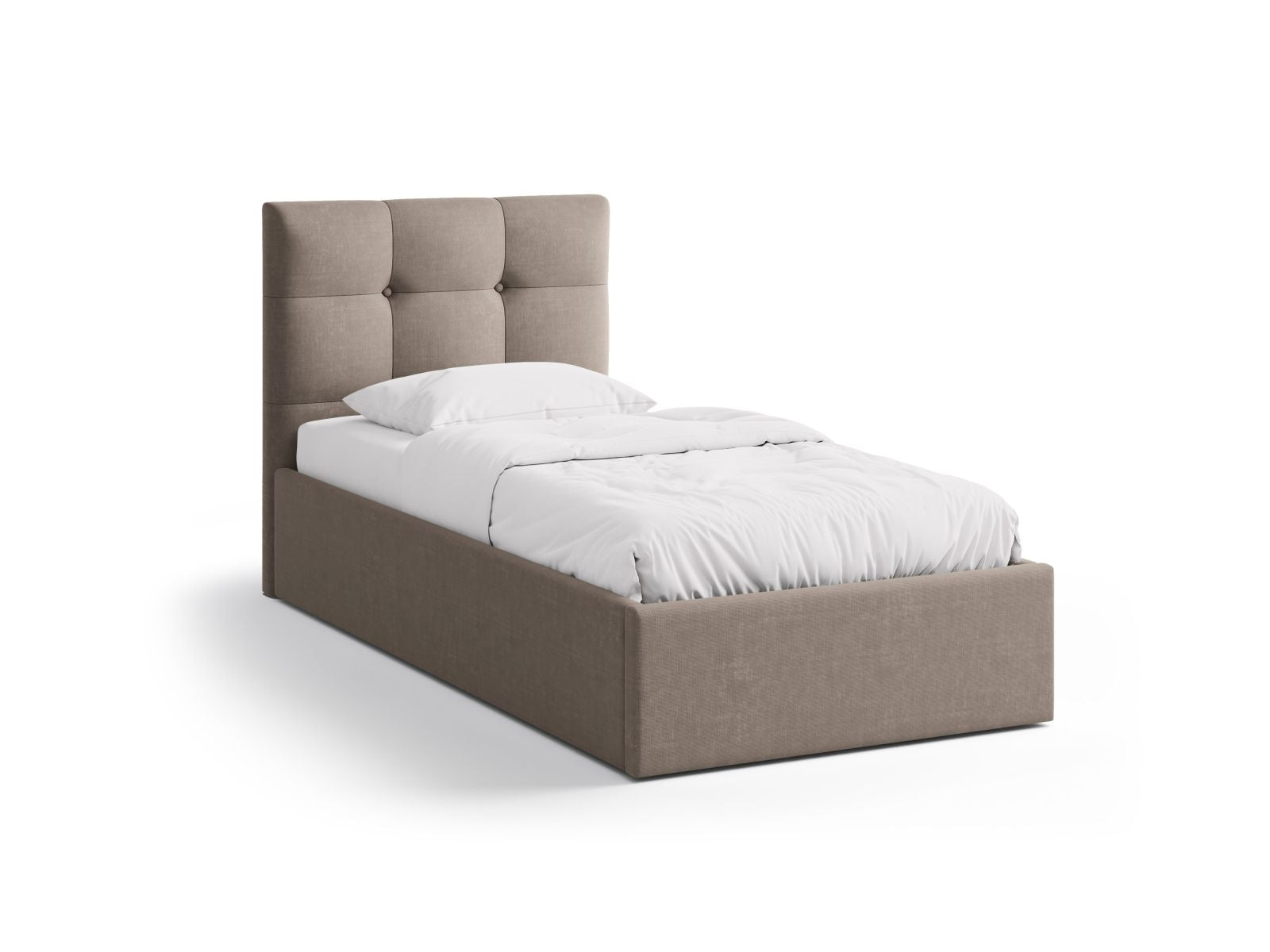 Phaedra Bett mit Stauraum mit Kopfteil 90cm in Cappuccino-Liberty präsentiert im Onlineshop von KAQTU Design AG. Bett ist von Micadoni