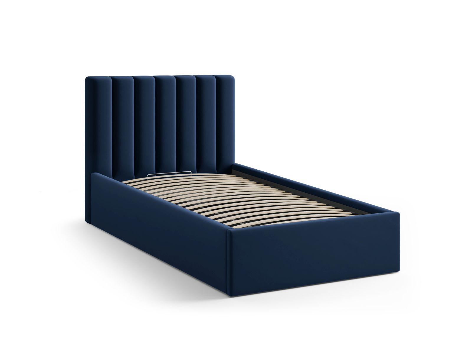Elegantes Allison Bett in Royal Blue, 90 cm breit, bietet cleveren Stauraum und ein modernes Kopfteil für stilvolle Schlafzimmer.