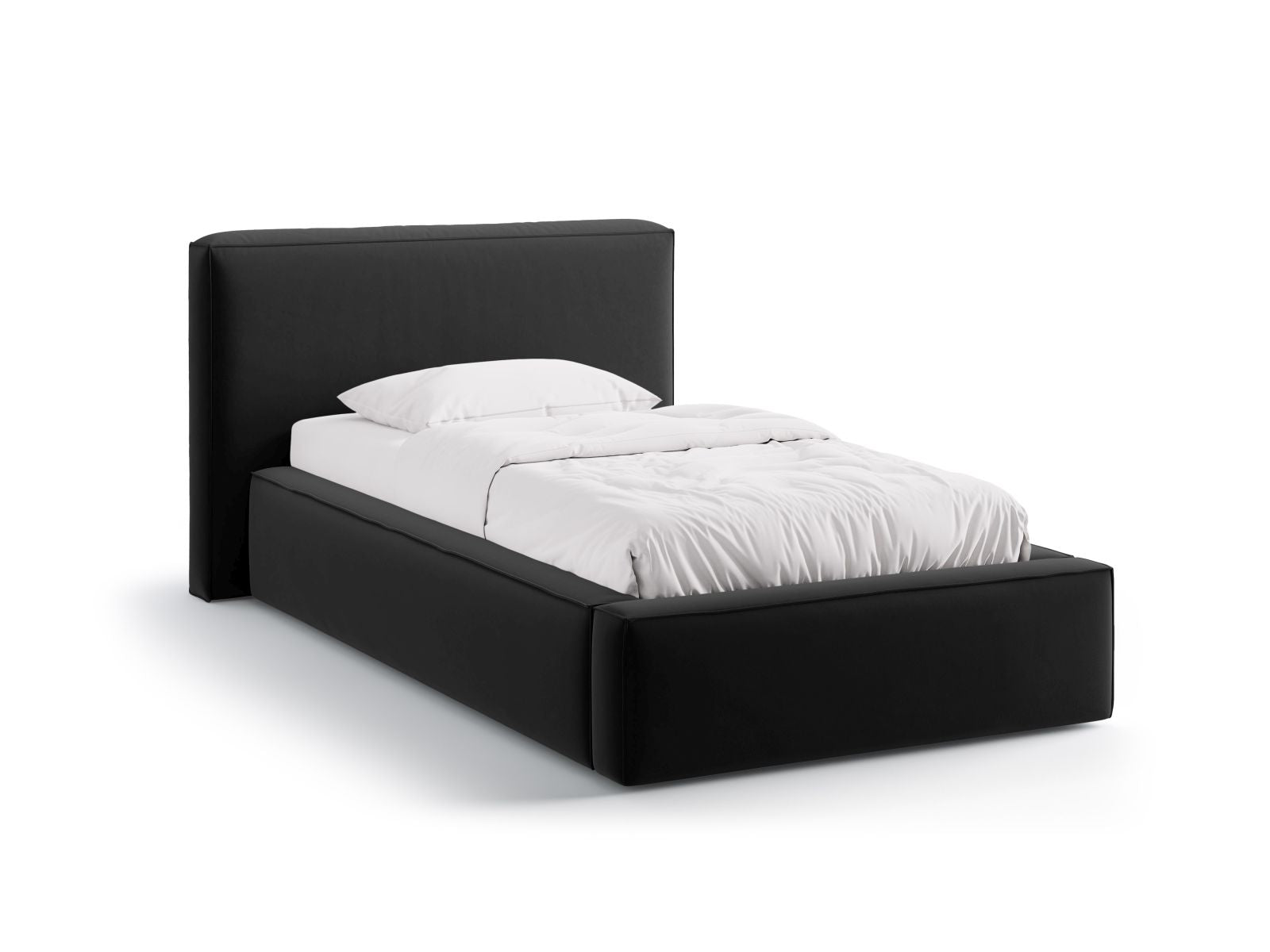 Jodie Bett mit Stauraum mit Kopfteil 90cm in Black-Bluvel präsentiert im Onlineshop von KAQTU Design AG. Bett ist von Micadoni