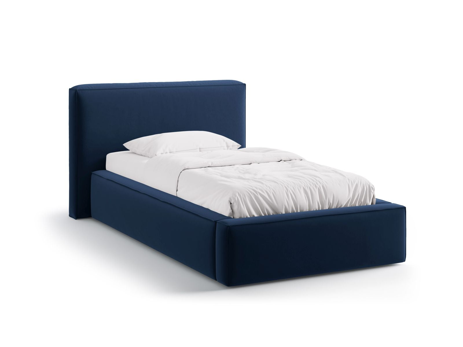 Jodie Bett mit Stauraum mit Kopfteil 90cm in Royal Blue-Bluvel präsentiert im Onlineshop von KAQTU Design AG. Bett ist von Micadoni