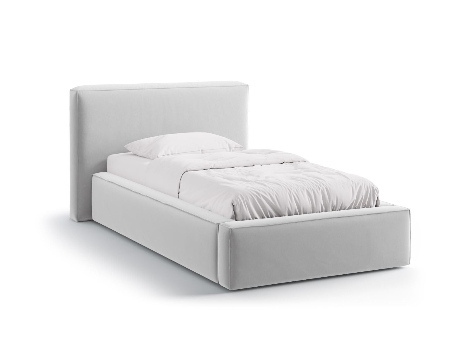 Jodie Bett mit Stauraum mit Kopfteil 90cm in Silver-Bluvel präsentiert im Onlineshop von KAQTU Design AG. Bett ist von Micadoni