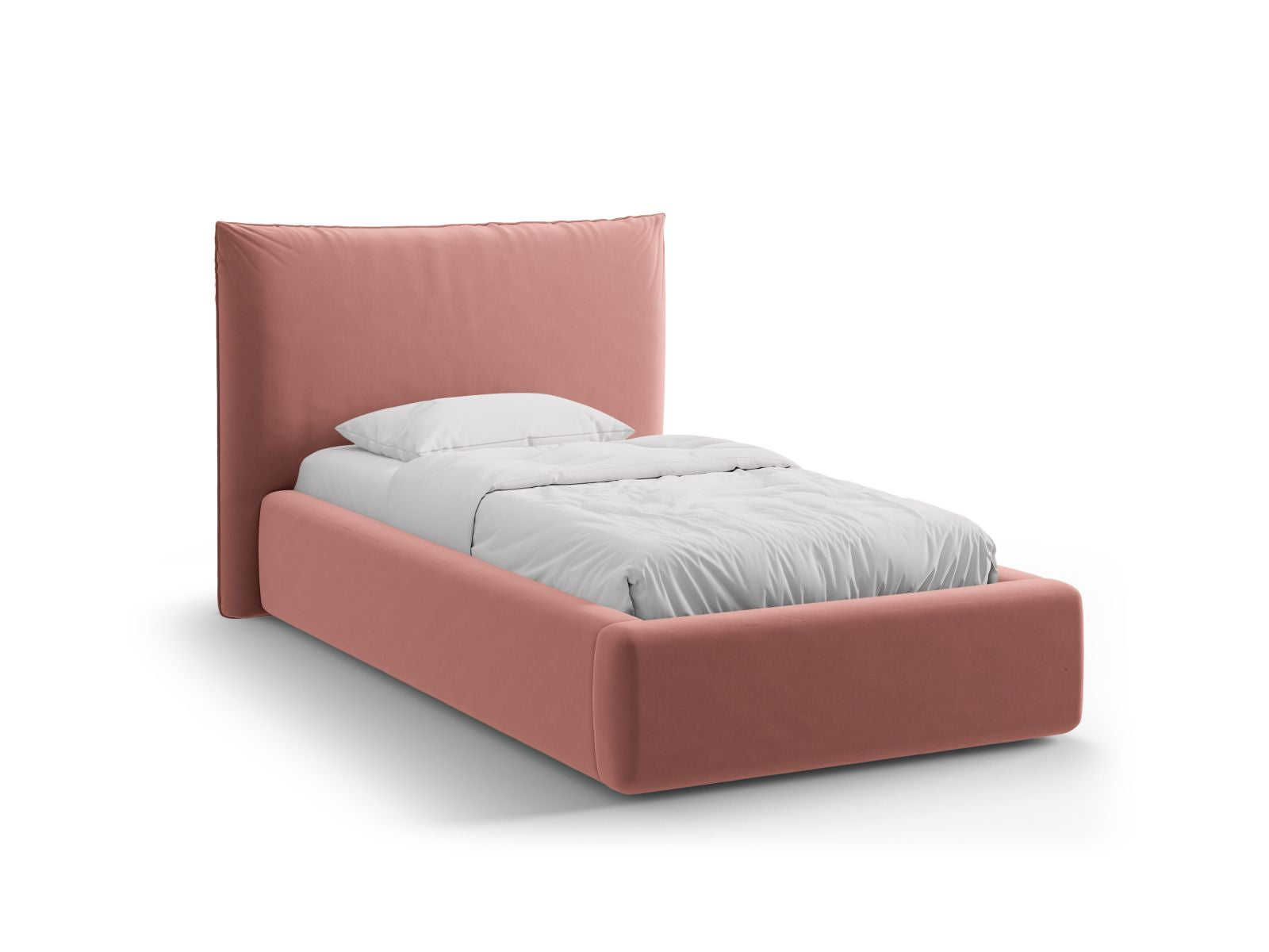 Kaelle Bett mit Stauraum mit Kopfteil 90cm in Pink-Bluvel präsentiert im Onlineshop von KAQTU Design AG. Bett ist von Micadoni