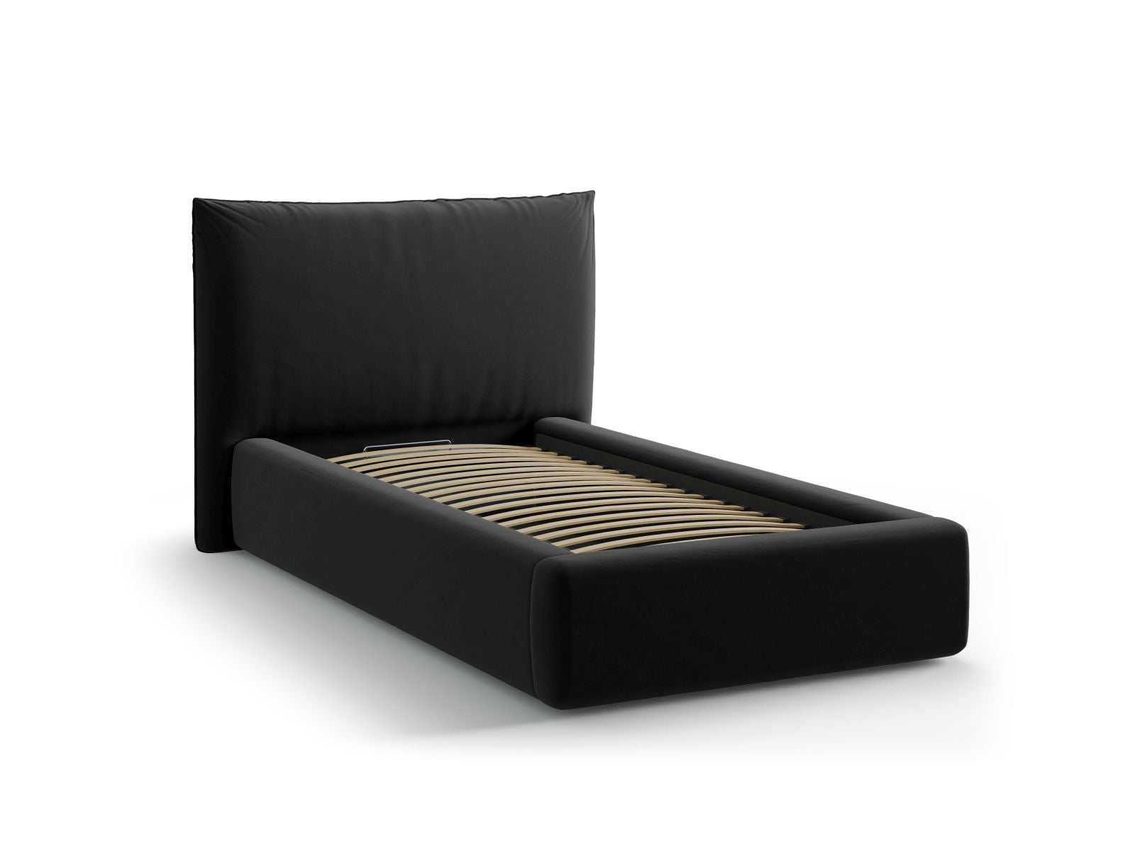 Modernes Kaelle Bett in 90 cm Breite, ausgestattet mit praktischem Stauraum und elegantem Kopfteil, ideal für stilvolle Schlafzimmer.