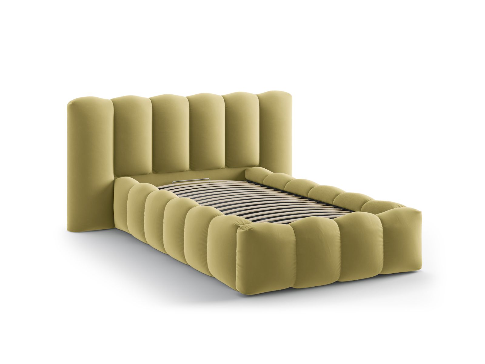 Elegantes Micadoni Bett Lupine mit 90 cm Breite, Kopfteil und integriertem Stauraum für eine stilvolle und funktionale Schlafumgebung.