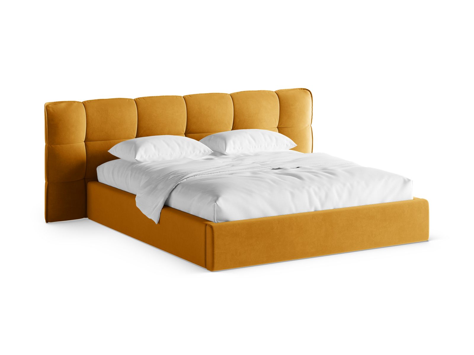 Eric Bett mit Stauraum mit Kopfteil 140cm in Yellow-Casino präsentiert im Onlineshop von KAQTU Design AG. Bett ist von Micadoni