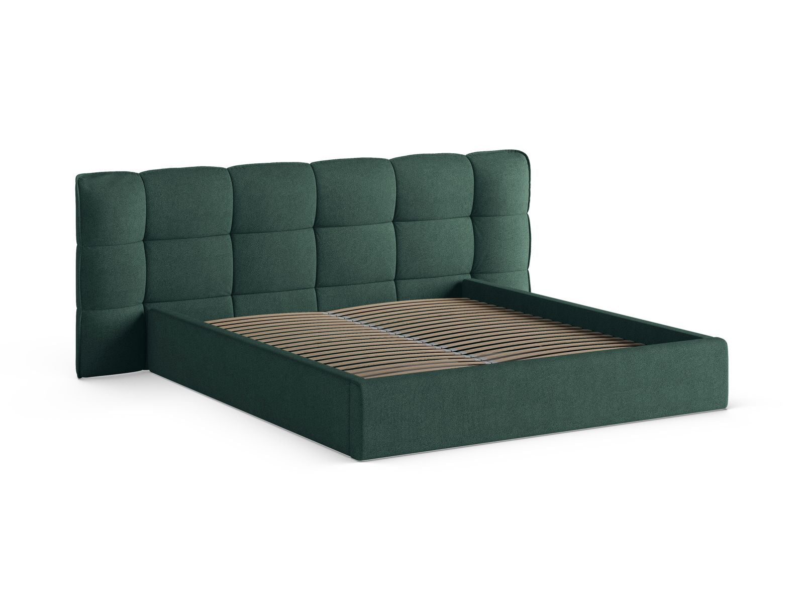 Elegantes Eric Bett mit praktischem Stauraum und stilvollem Kopfteil, ideal für kompakte Schlafzimmer mit 140 cm Breite.
