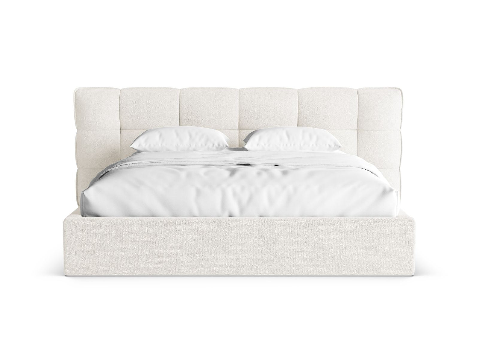 Elegantes Eric Bett mit Stauraum und Kopfteil in Ivory-Sicuro, ideal für stilvolle Schlafzimmerlösungen von Micadoni.