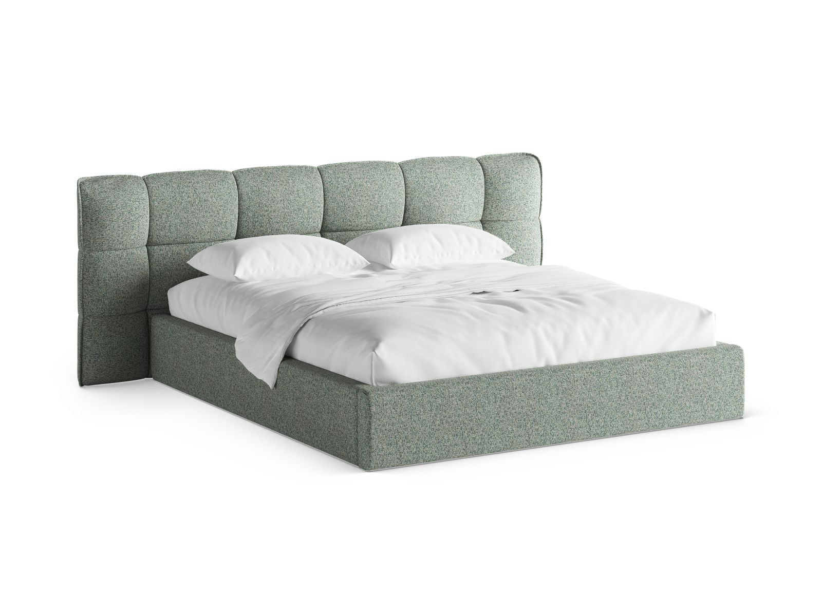Eric Bett mit Stauraum mit Kopfteil 140cm in Moss Green Melange-Puente präsentiert im Onlineshop von KAQTU Design AG. Bett ist von Micadoni