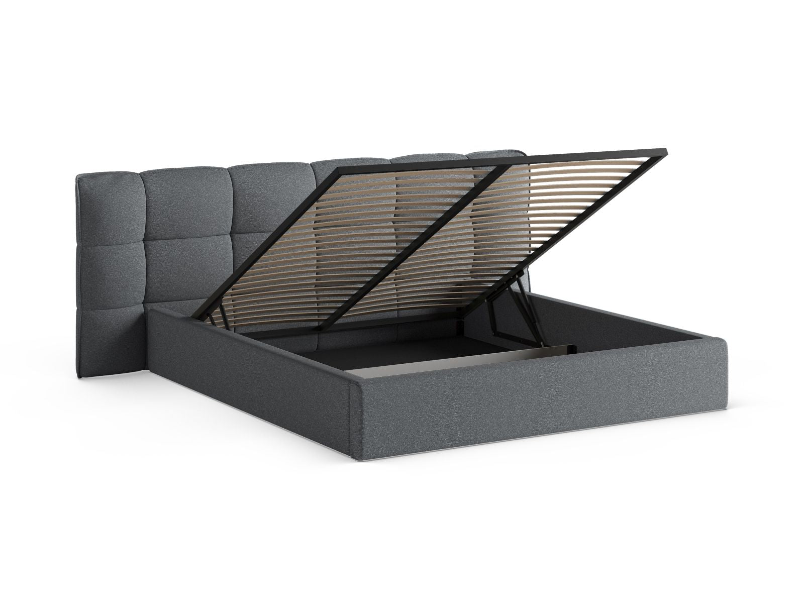Stylisches Eric Bett in 160 cm Breite, ideal für moderne Schlafzimmer, bietet praktischen Stauraum und ein elegantes Kopfteil.