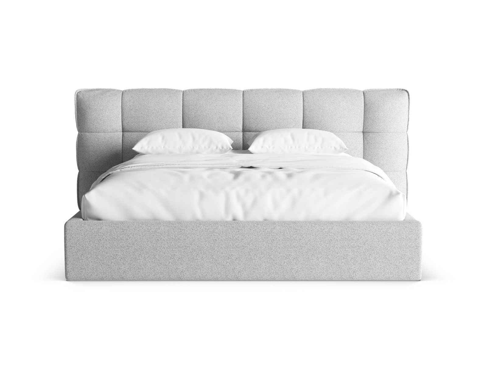 Stylisches Eric Bett mit Stauraum und Kopfteil in Light Grey Melange, ideal für modernen Schlafkomfort und praktischen Stauraum.